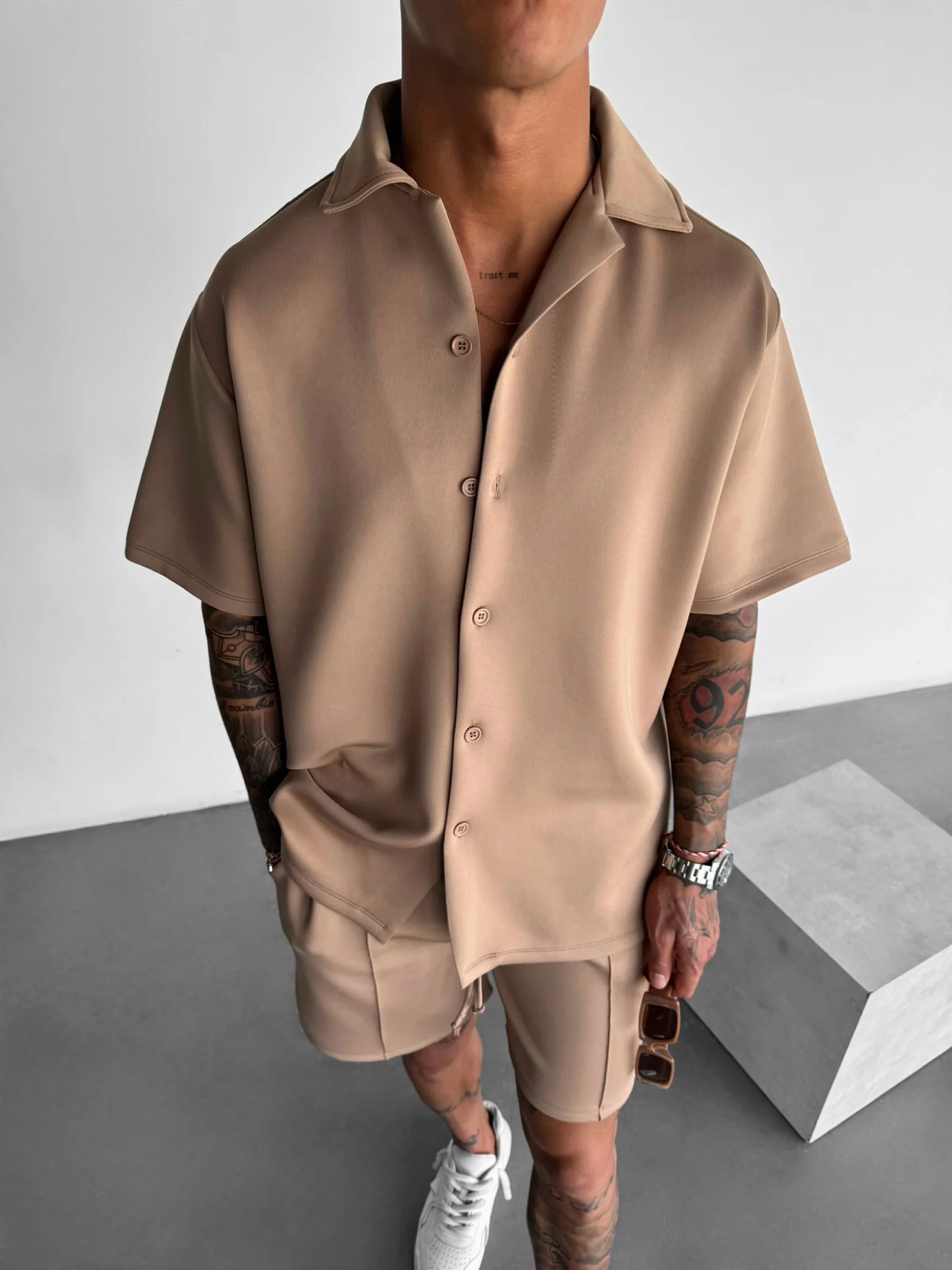 Oversize Diver Shirt - Beige - Image 4