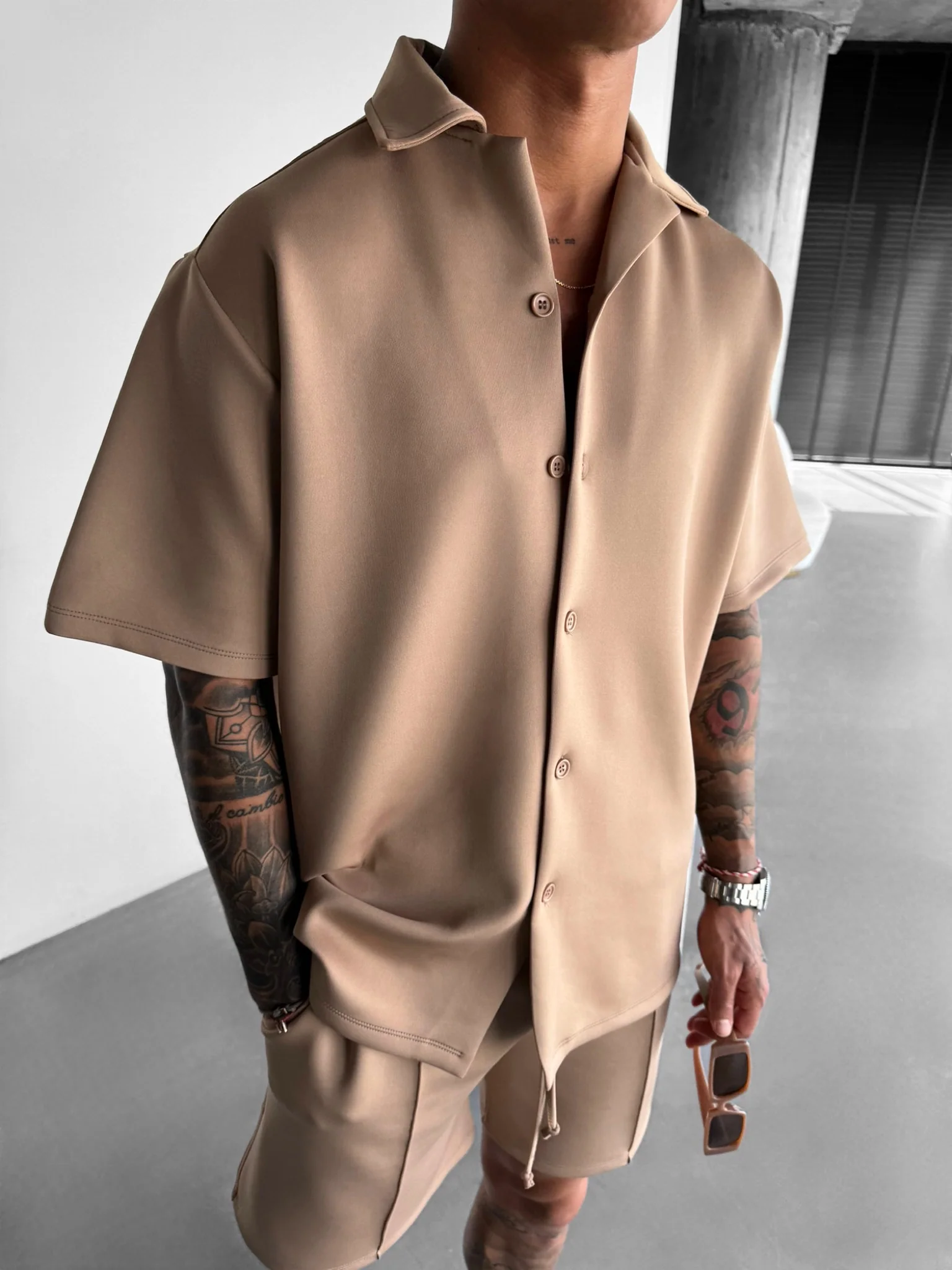 Oversize Diver Shirt - Beige - Image 5