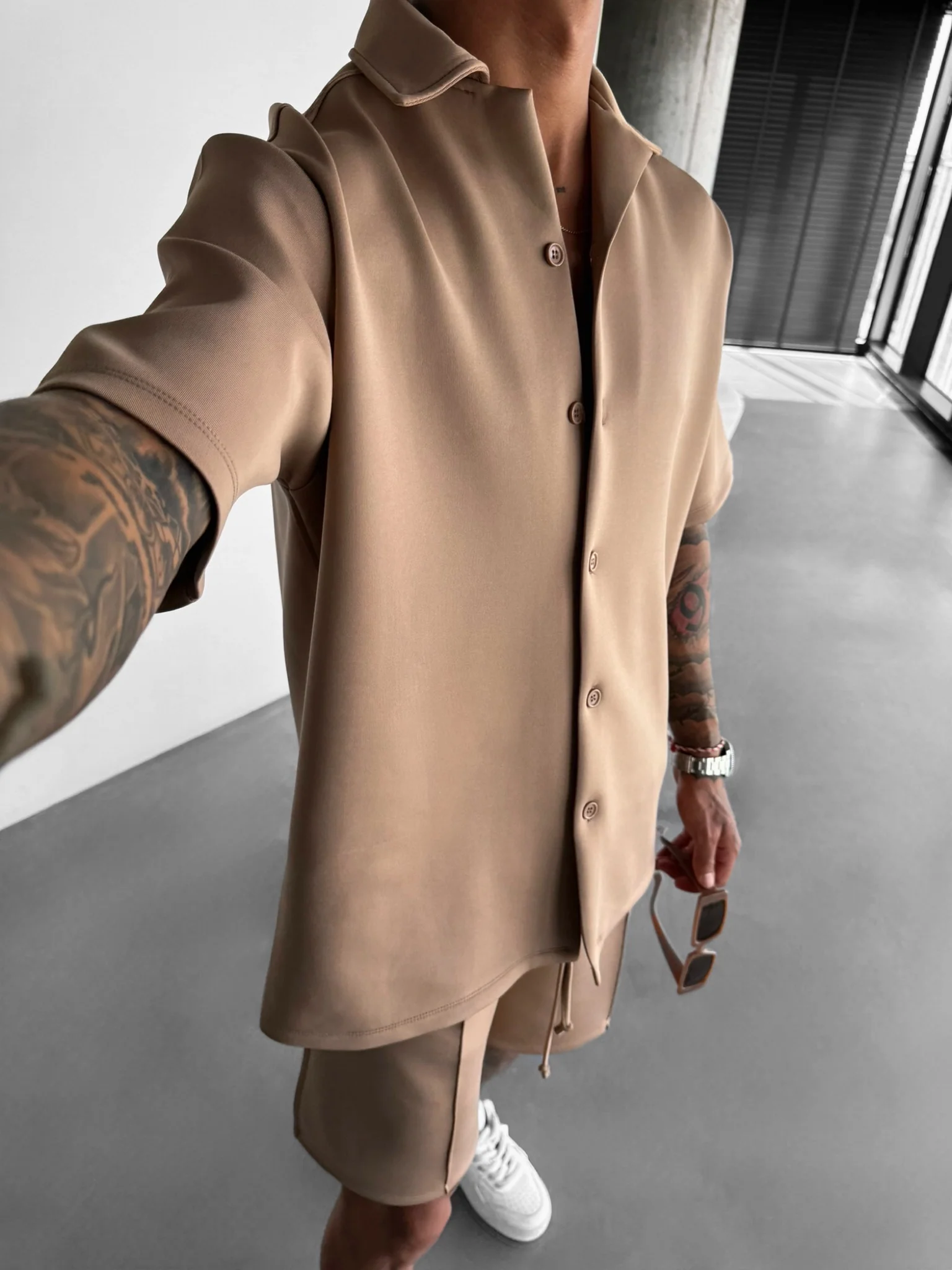 Oversize Diver Shirt - Beige - Image 6
