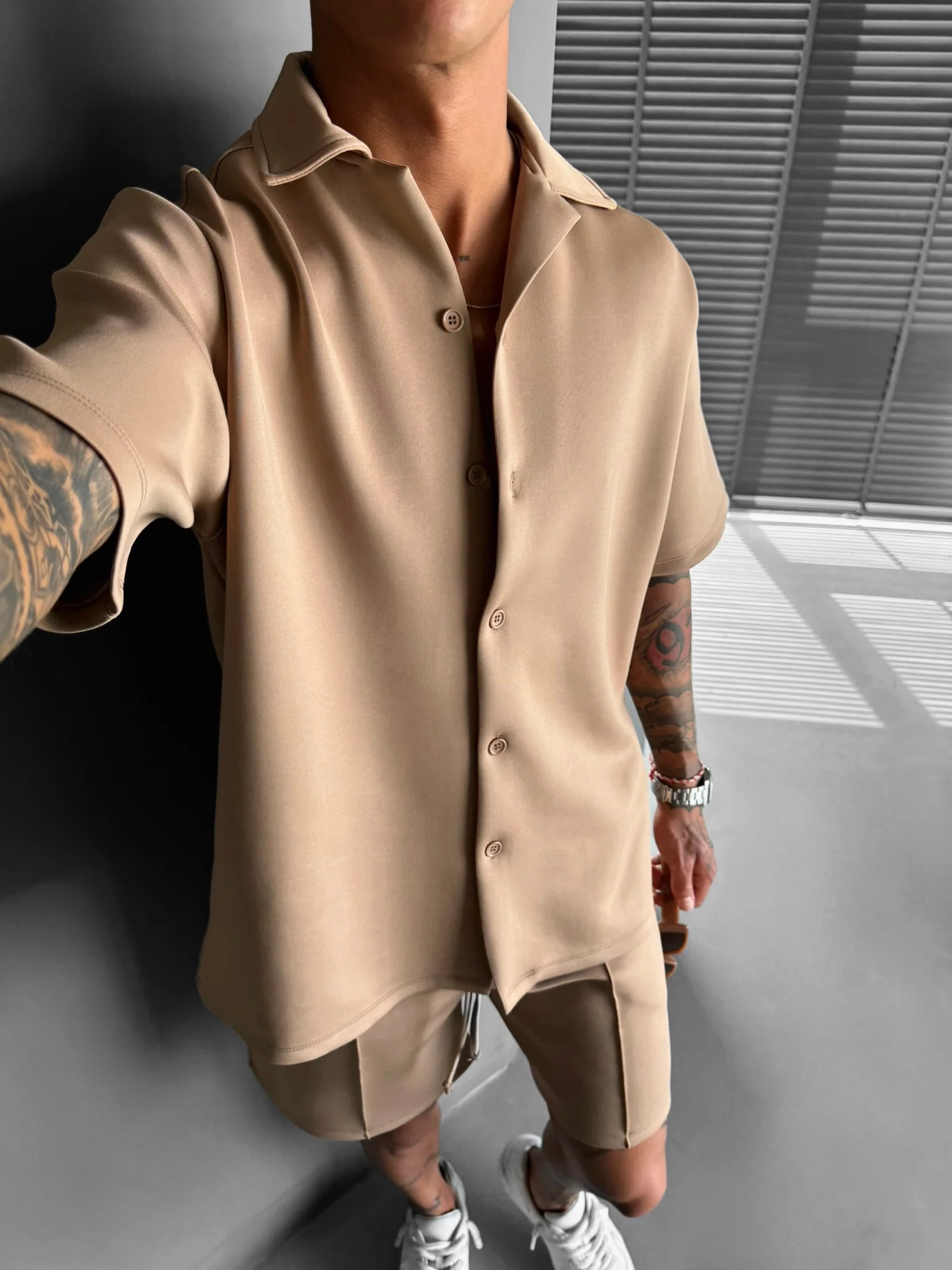 Oversize Diver Shirt - Beige - Image 7