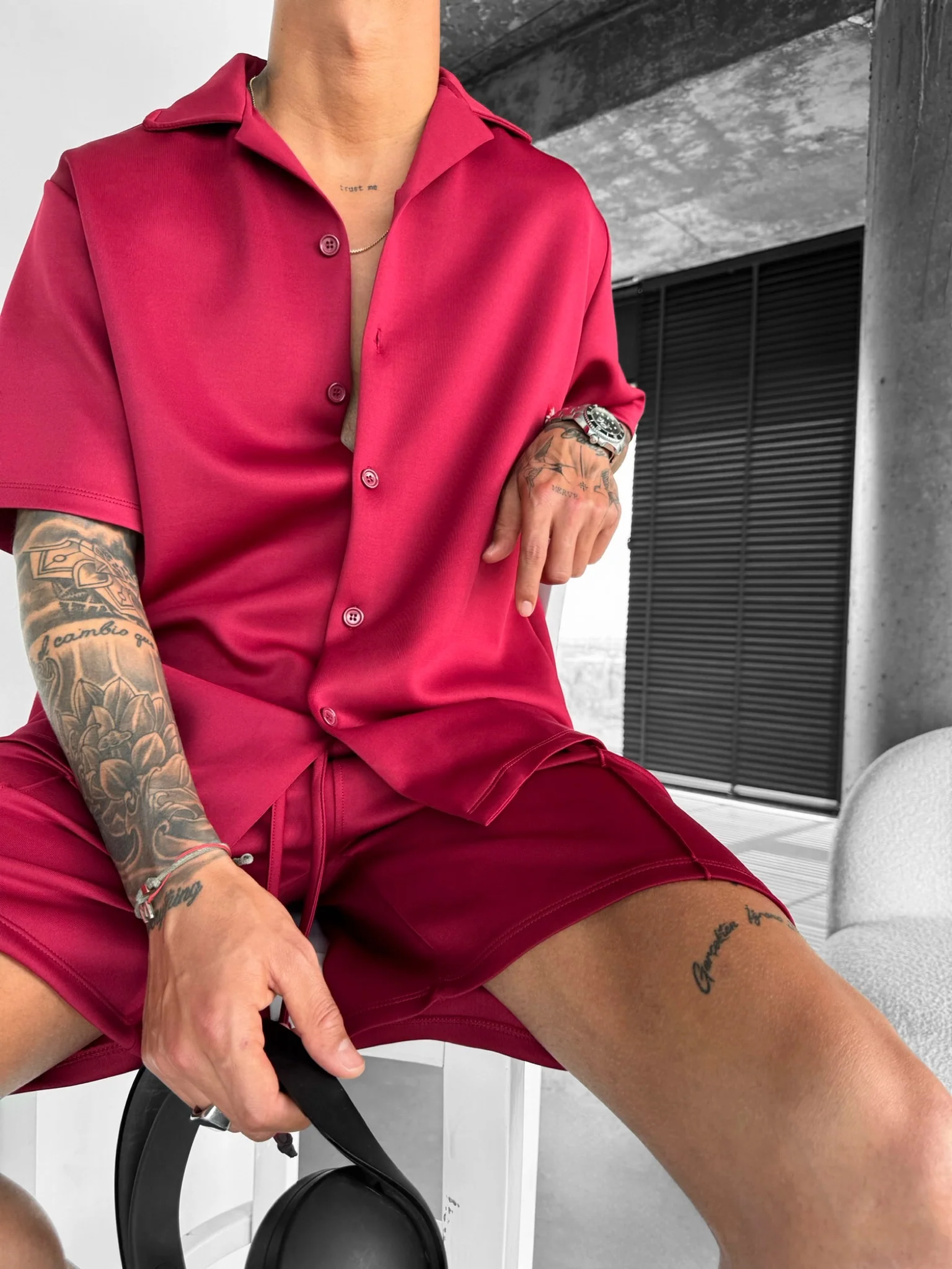 Oversize Diver Shirt - Bordeaux - Image 2