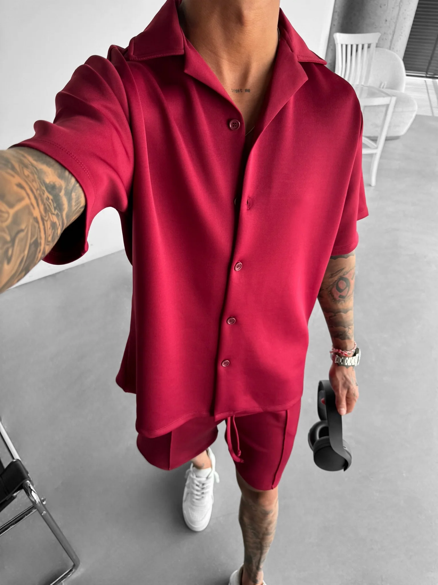 Oversize Diver Shirt - Bordeaux - Image 3