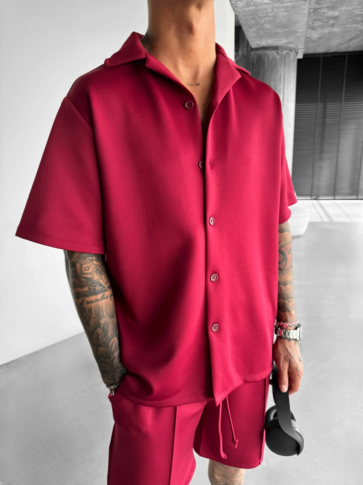Oversize Diver Shirt - Bordeaux - Image 6