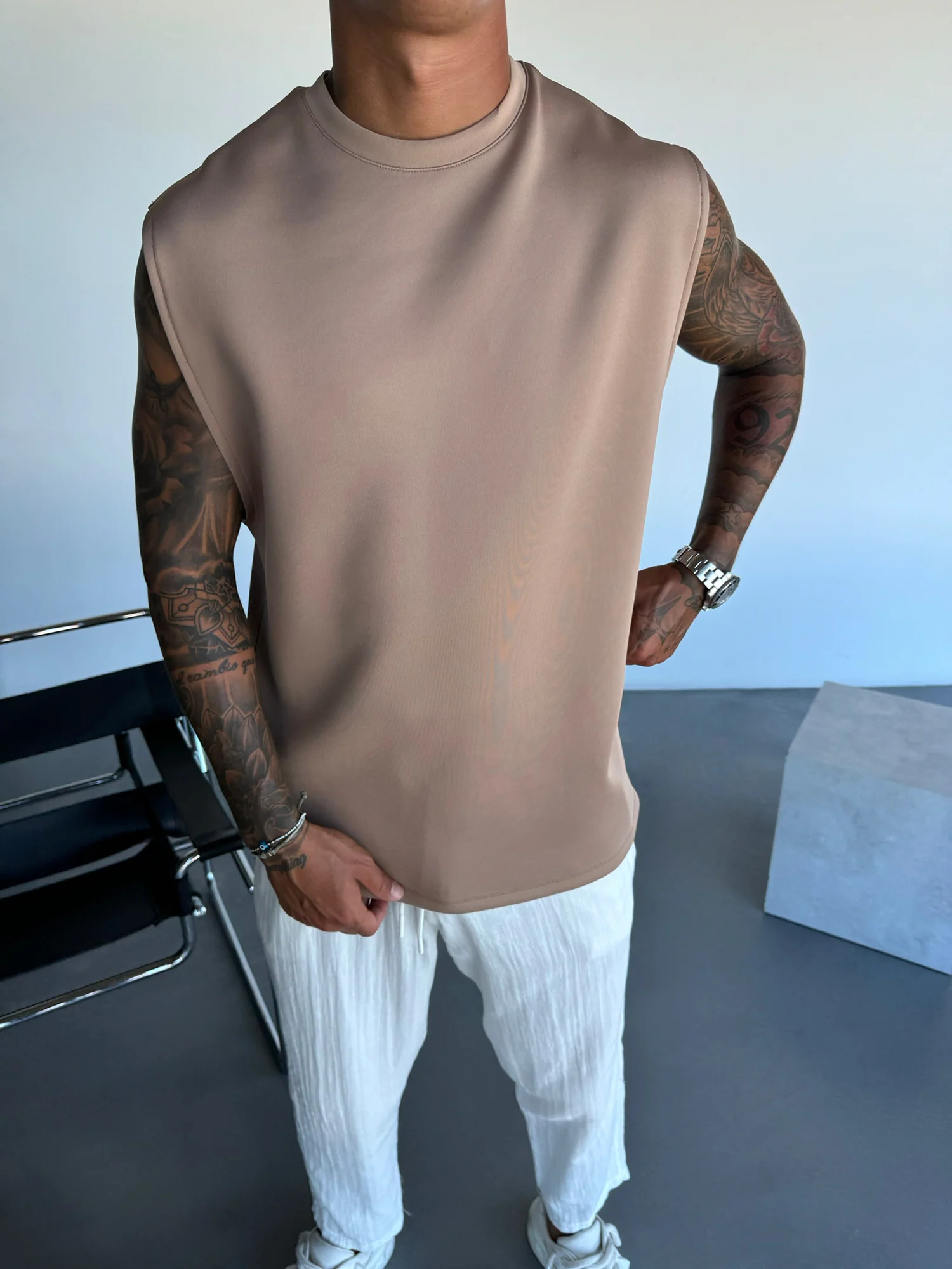 Oversize Diver Tanktop - Beige