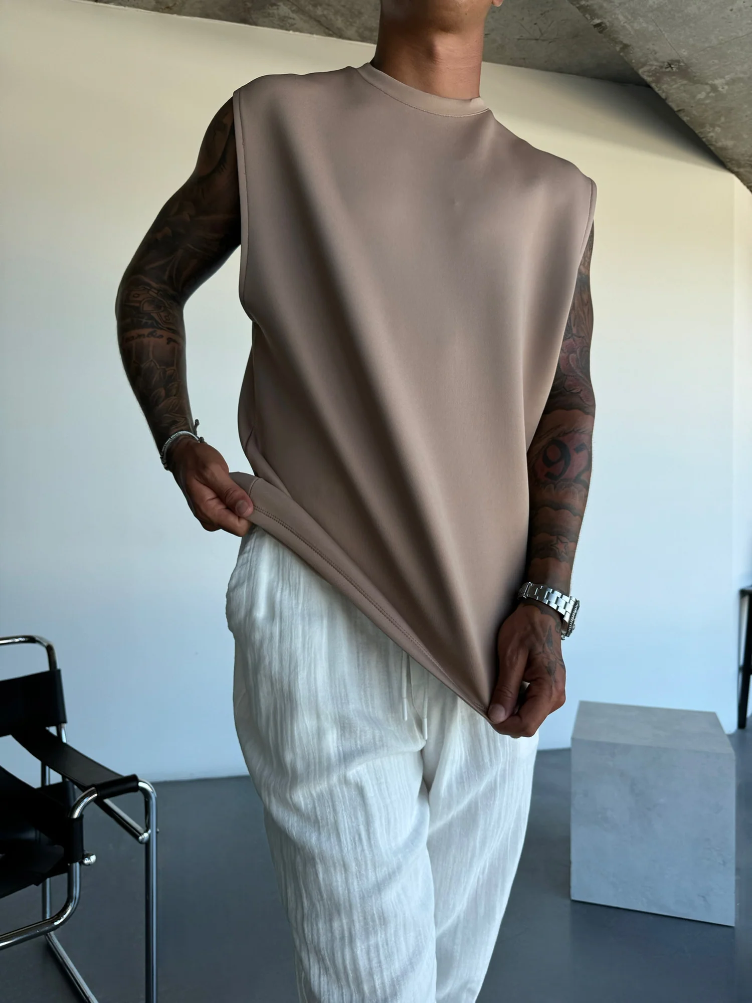 Oversize Diver Tanktop - Beige - Image 2