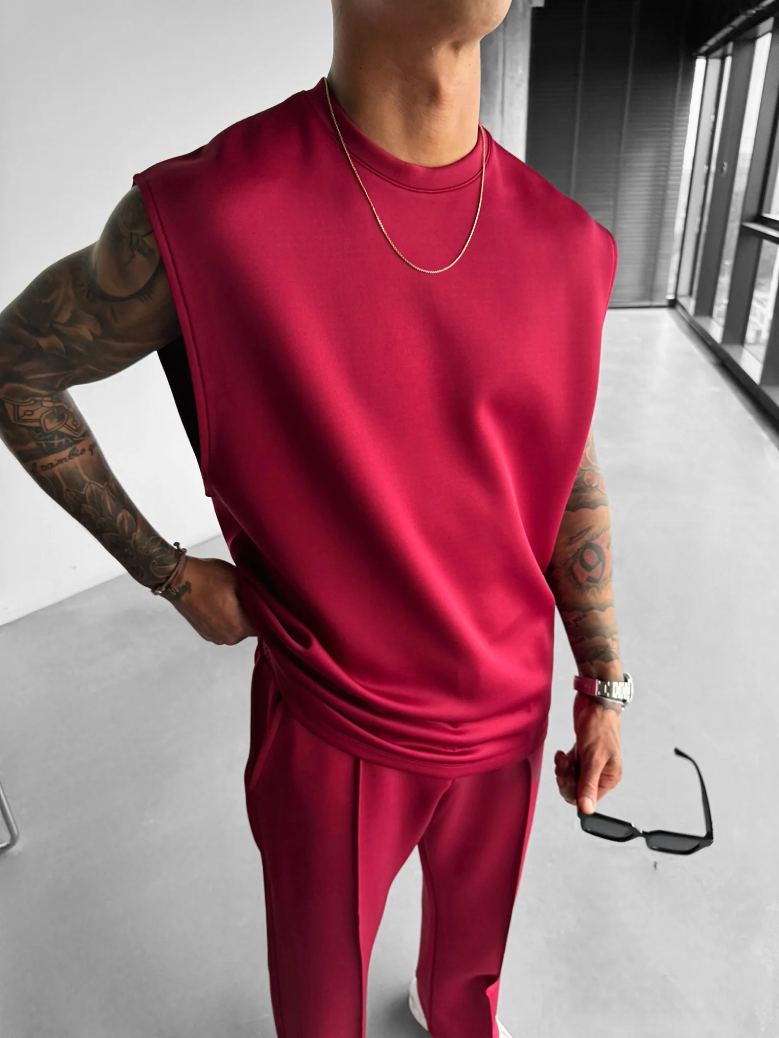 Oversize Diver Tanktop - Bordeaux