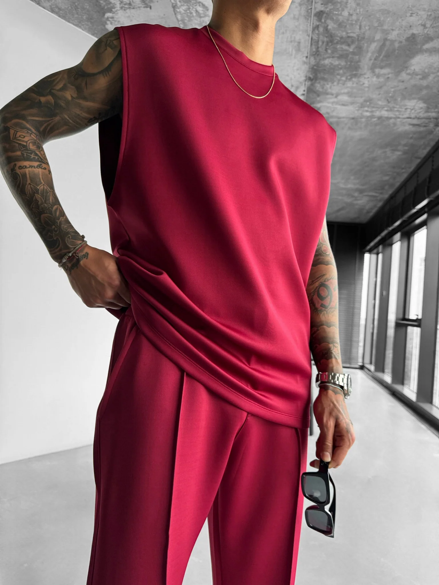Oversize Diver Tanktop - Bordeaux - Image 2
