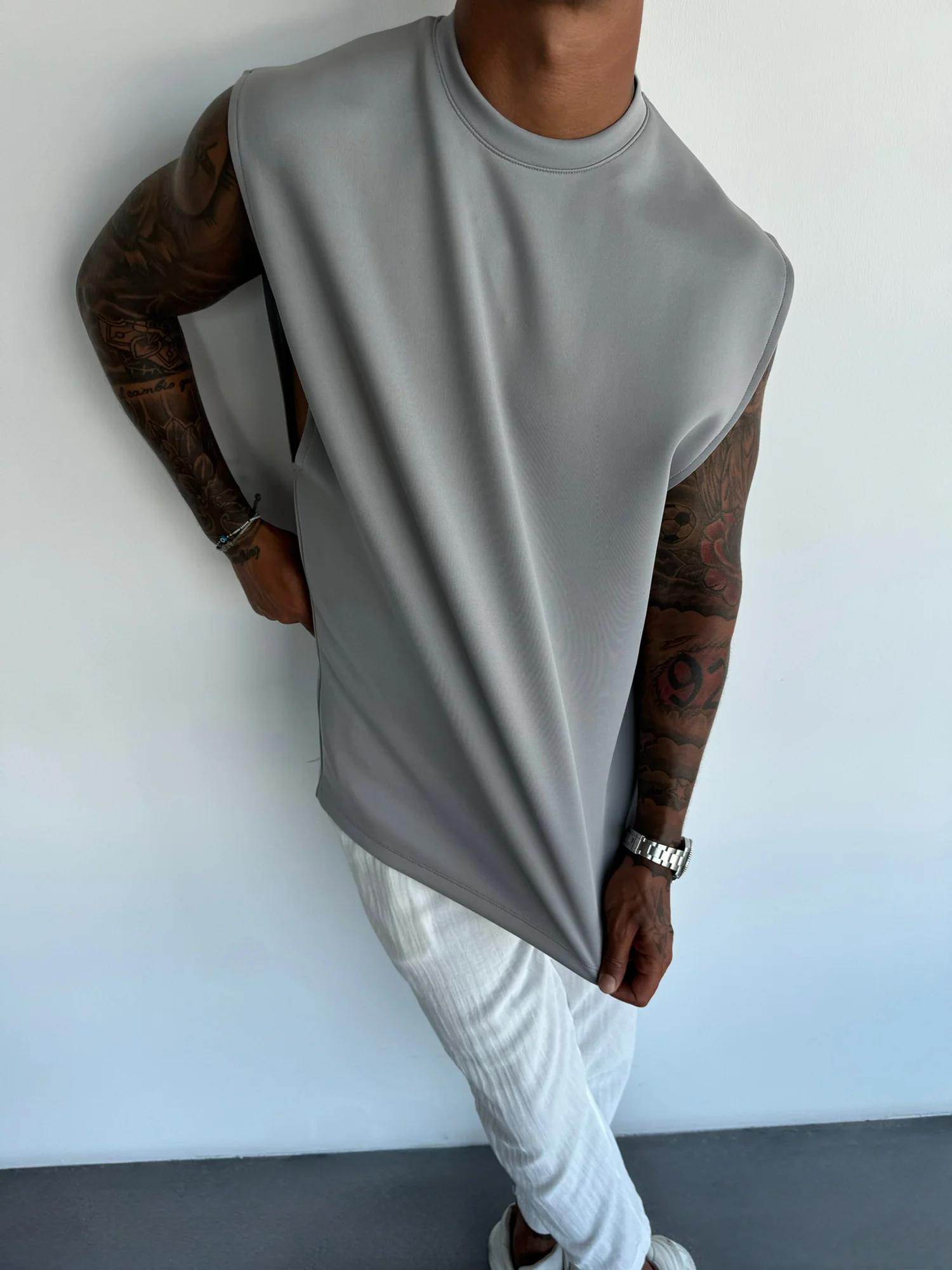 Oversize Diver Tanktop - Grey - Image 2