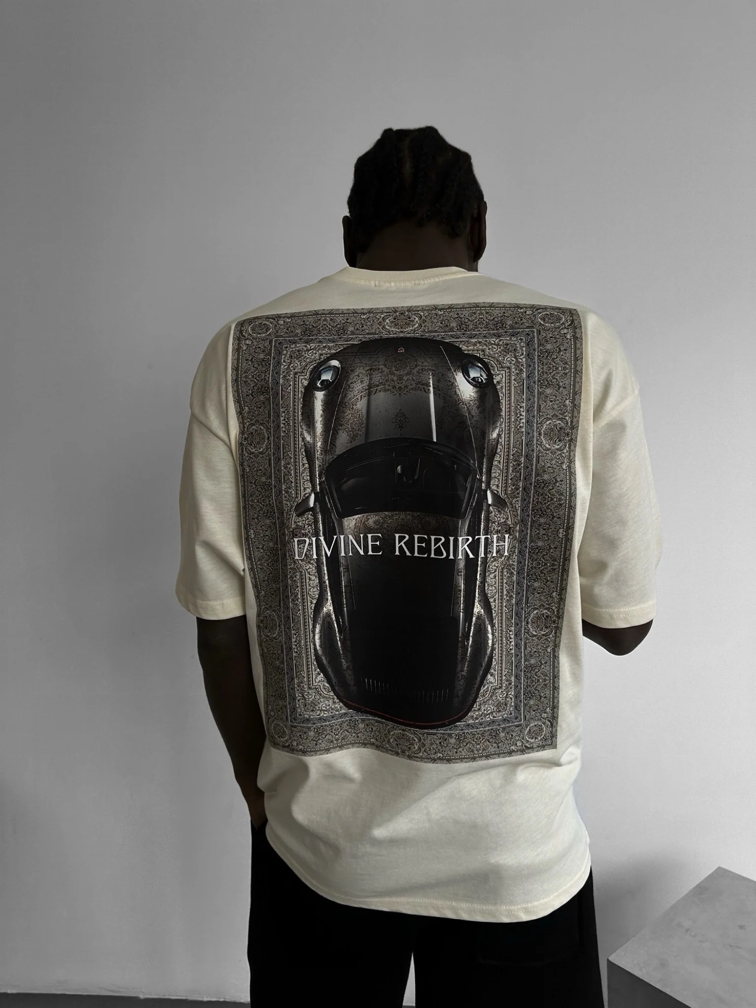 Oversize 'Divine Rebirth' T-Shirt - Antique White - Image 2