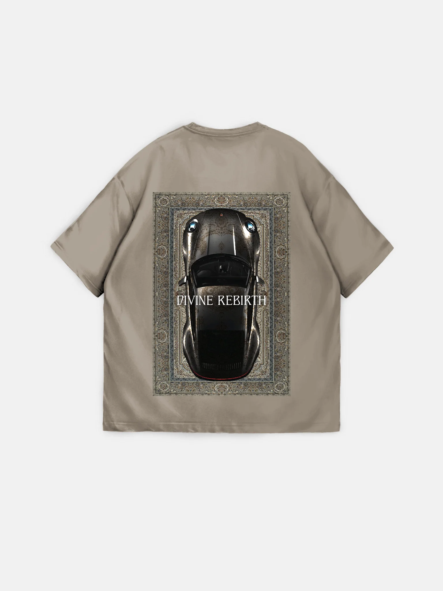 Oversize 'Divine Rebirth' T-Shirt - Beige - Image 5
