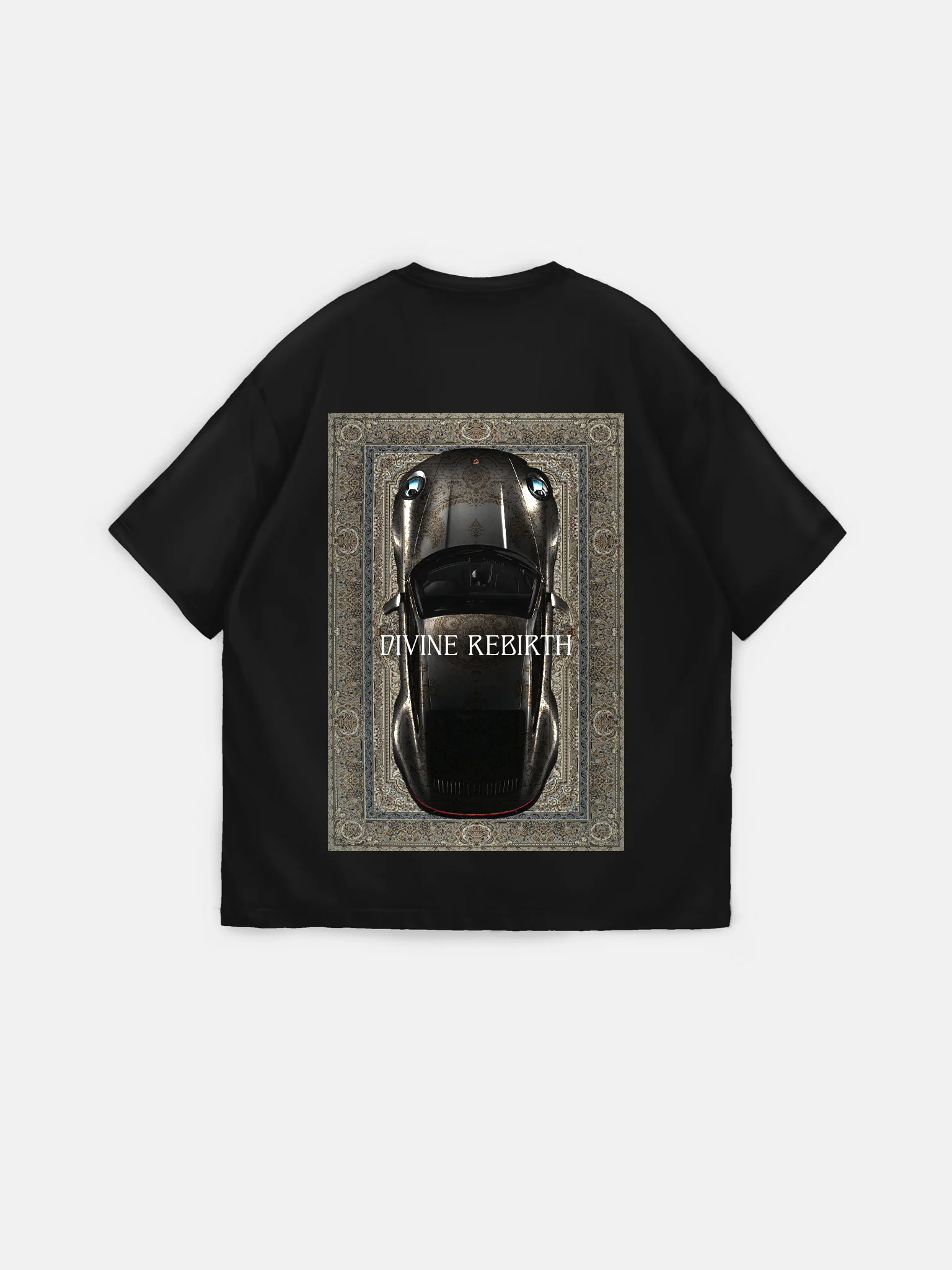 Oversize 'Divine Rebirth' T-Shirt - Black - Image 5