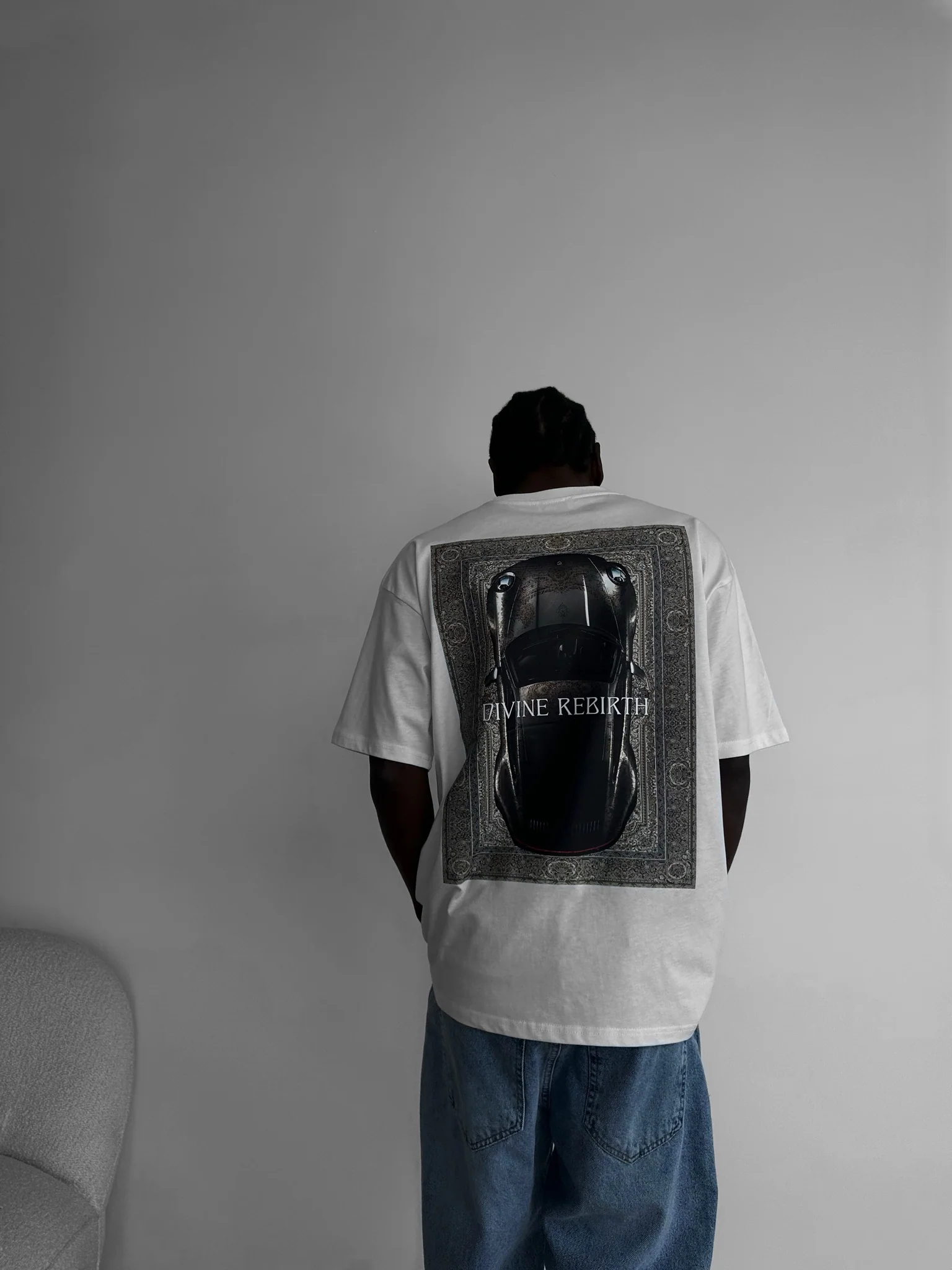 Oversize 'Divine Rebirth' T-Shirt - Ecru - Image 3