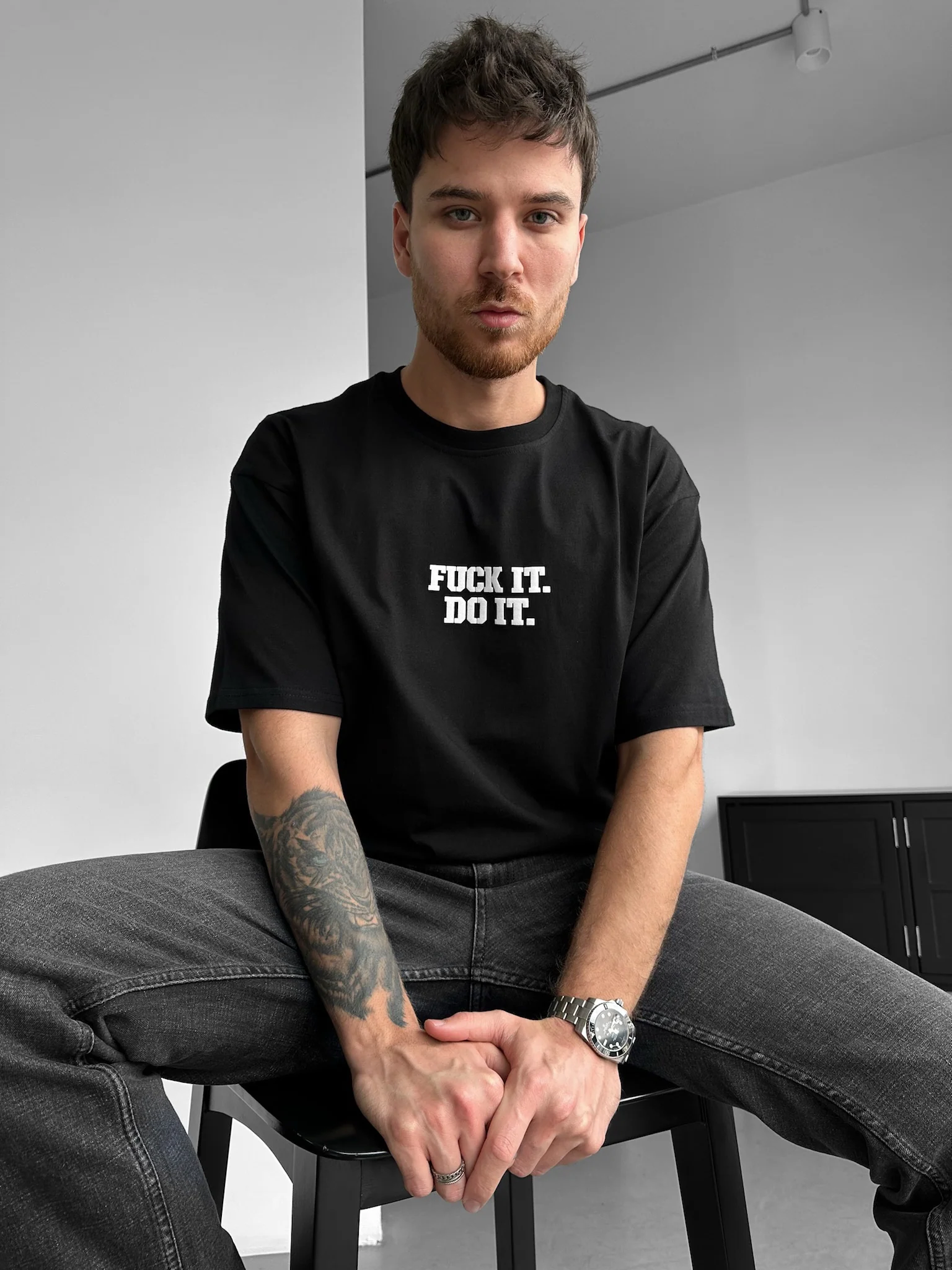 Oversize Do It T-shirt - Black - Image 3
