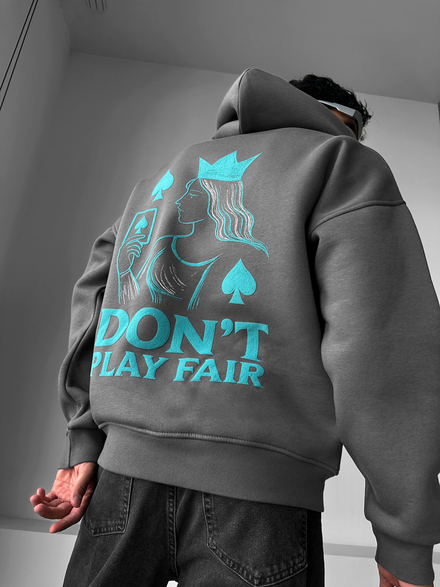 Oversize Don't Play Fair Hoodie - Anthracite - Image 3