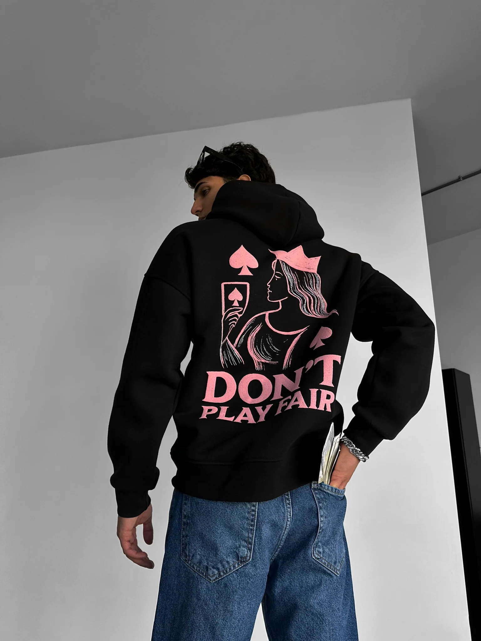 Oversize Don't Play Fair Hoodie - Black - Image 2