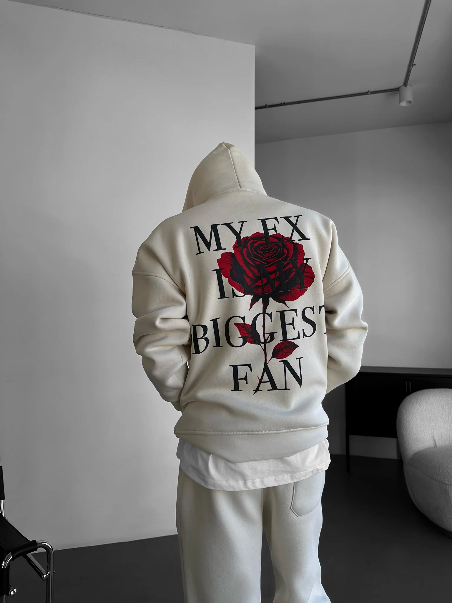 Oversize “EX” Hoodie - Beige - Image 2