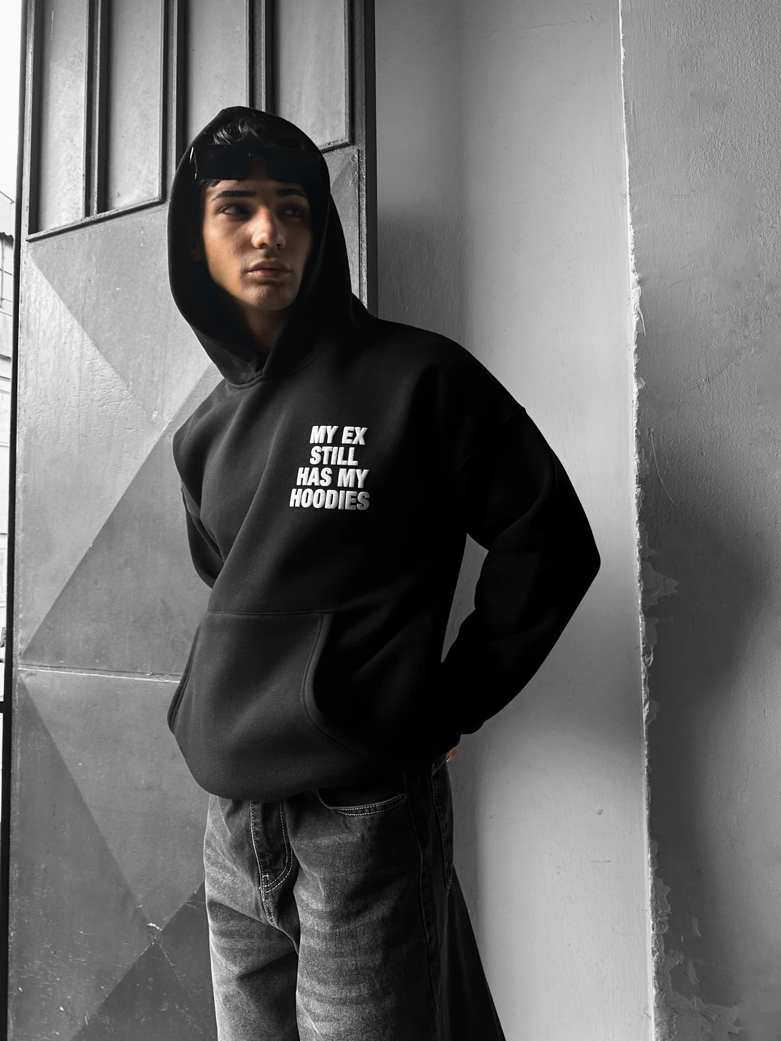 Oversize EX Part II Hoodie - Black and White - Image 4