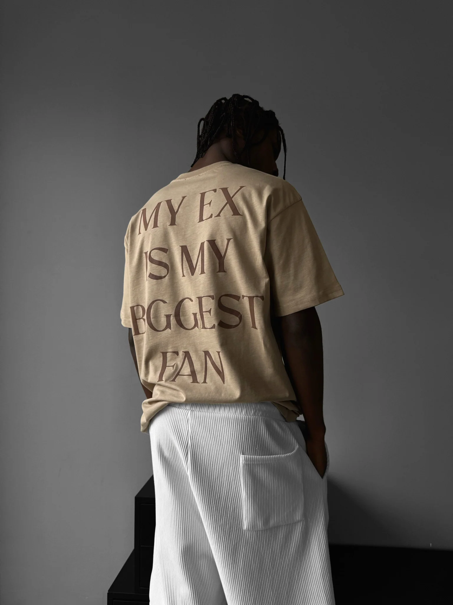 Oversize "EX" T-Shirt -Beige - Image 4