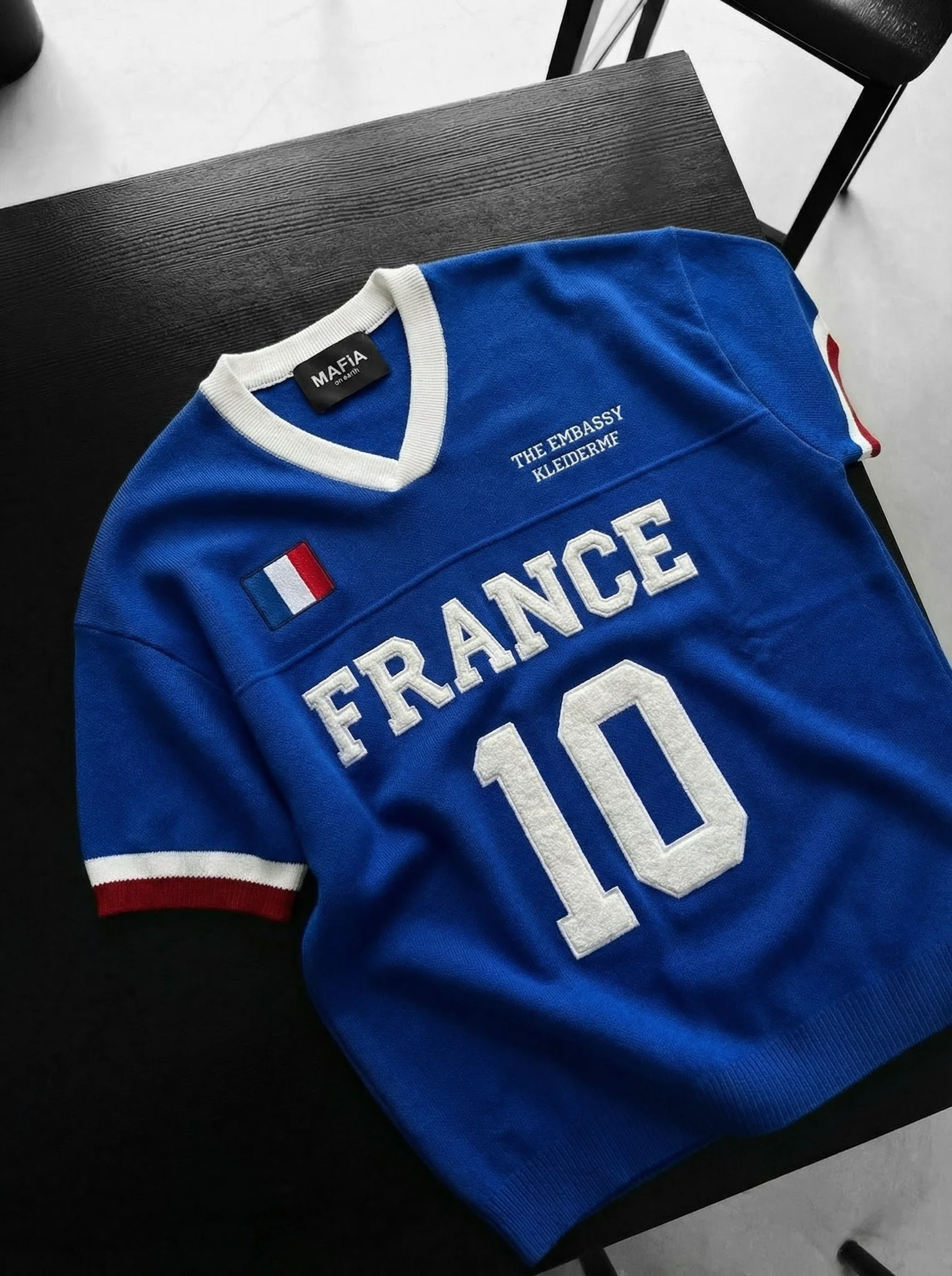 Oversize France Knit T-shirt - Sax