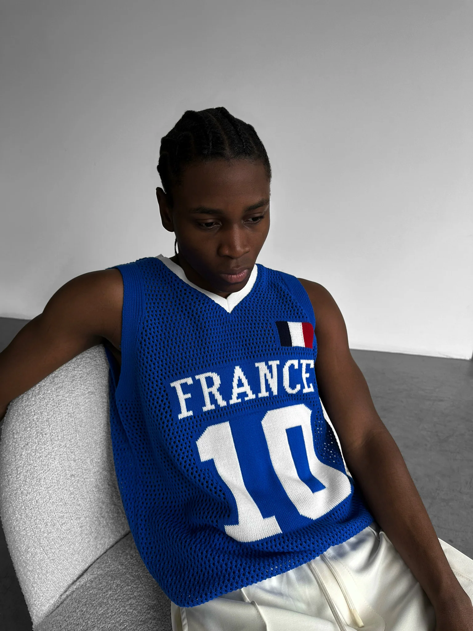 Oversize France Knit Tanktop - Sax - Image 2