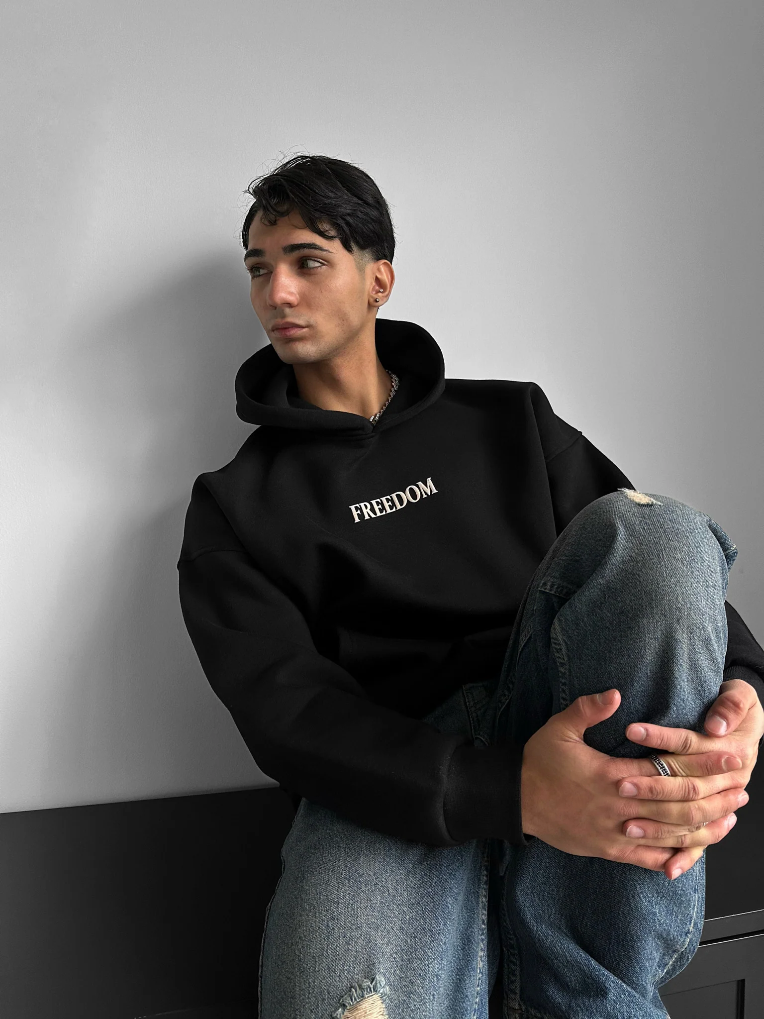 Oversize Freedom Hoodie - Black - Image 4