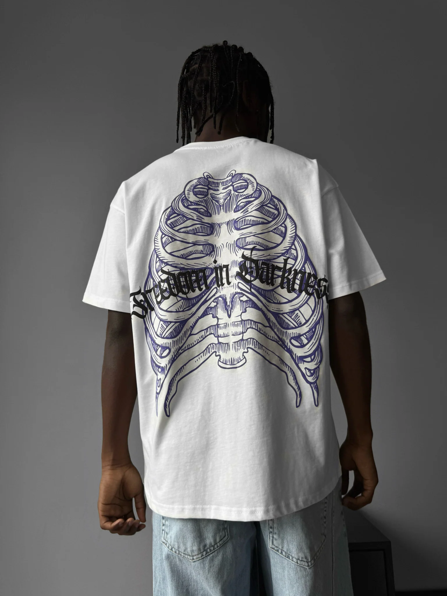 Oversize 'Freedom in Darkness' T-Shirt - Ecru