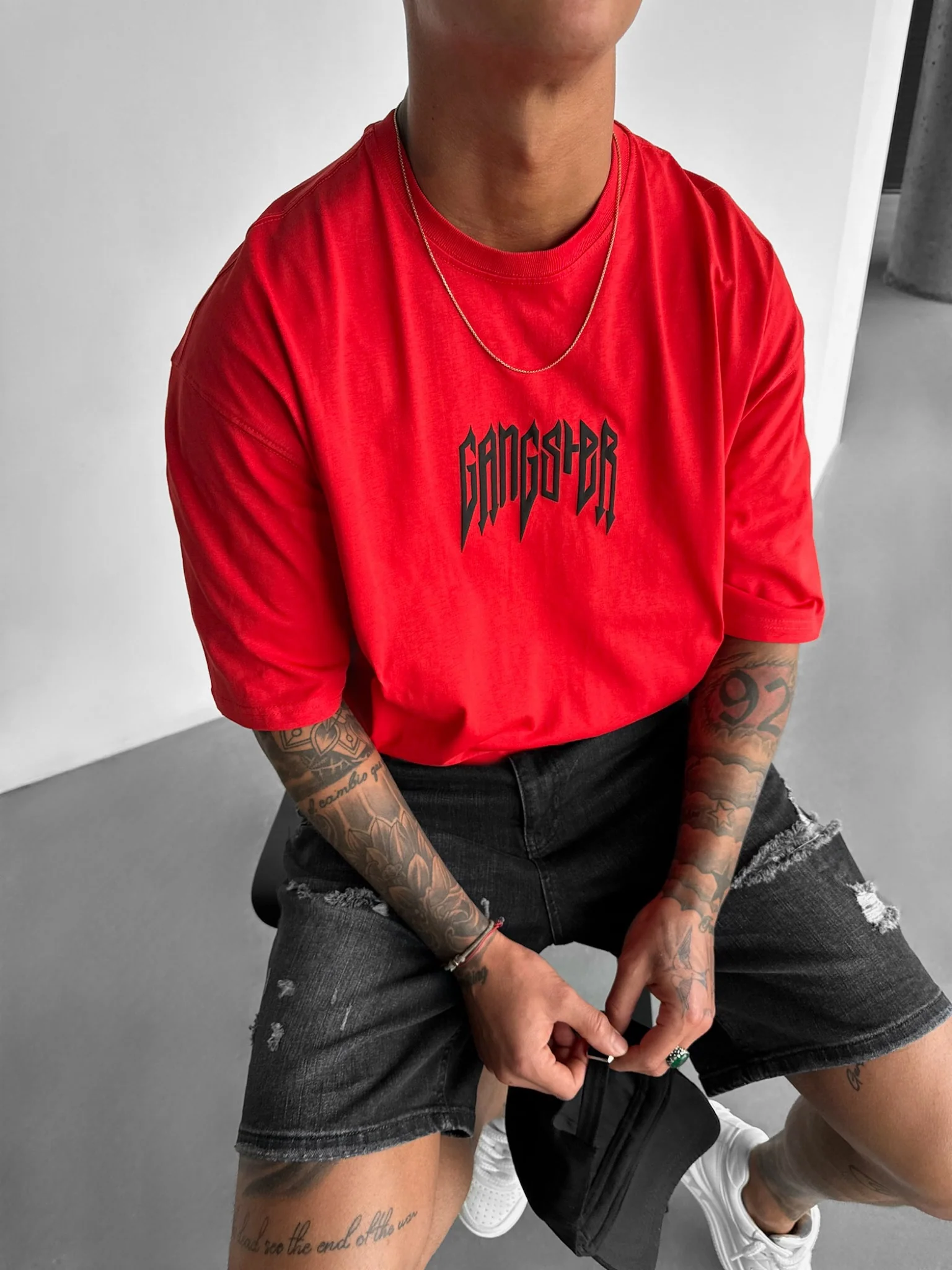 Oversize Gangster T-shirt - Red - Image 2