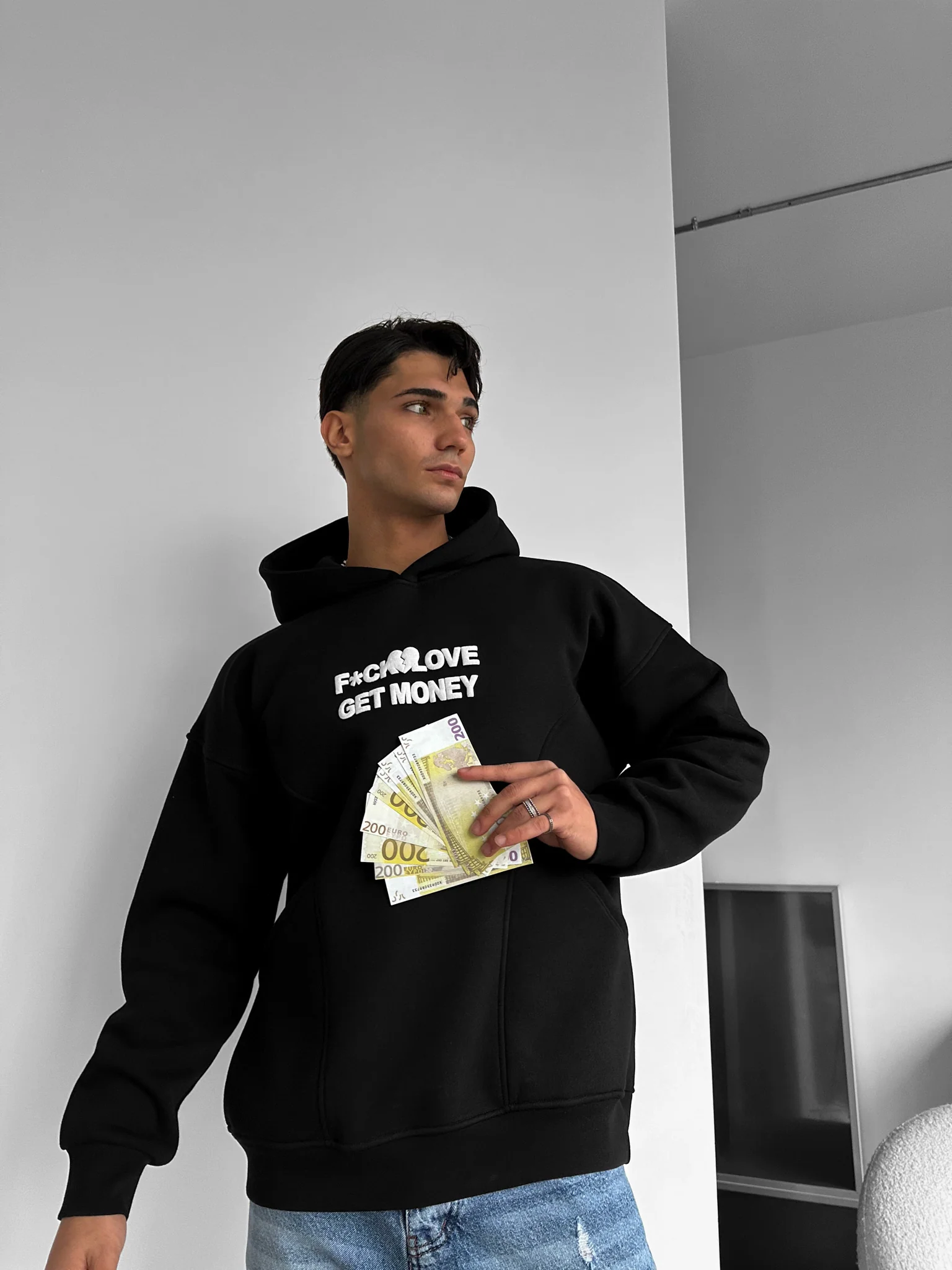 Oversize Get Money Hoodie - Black - Image 2