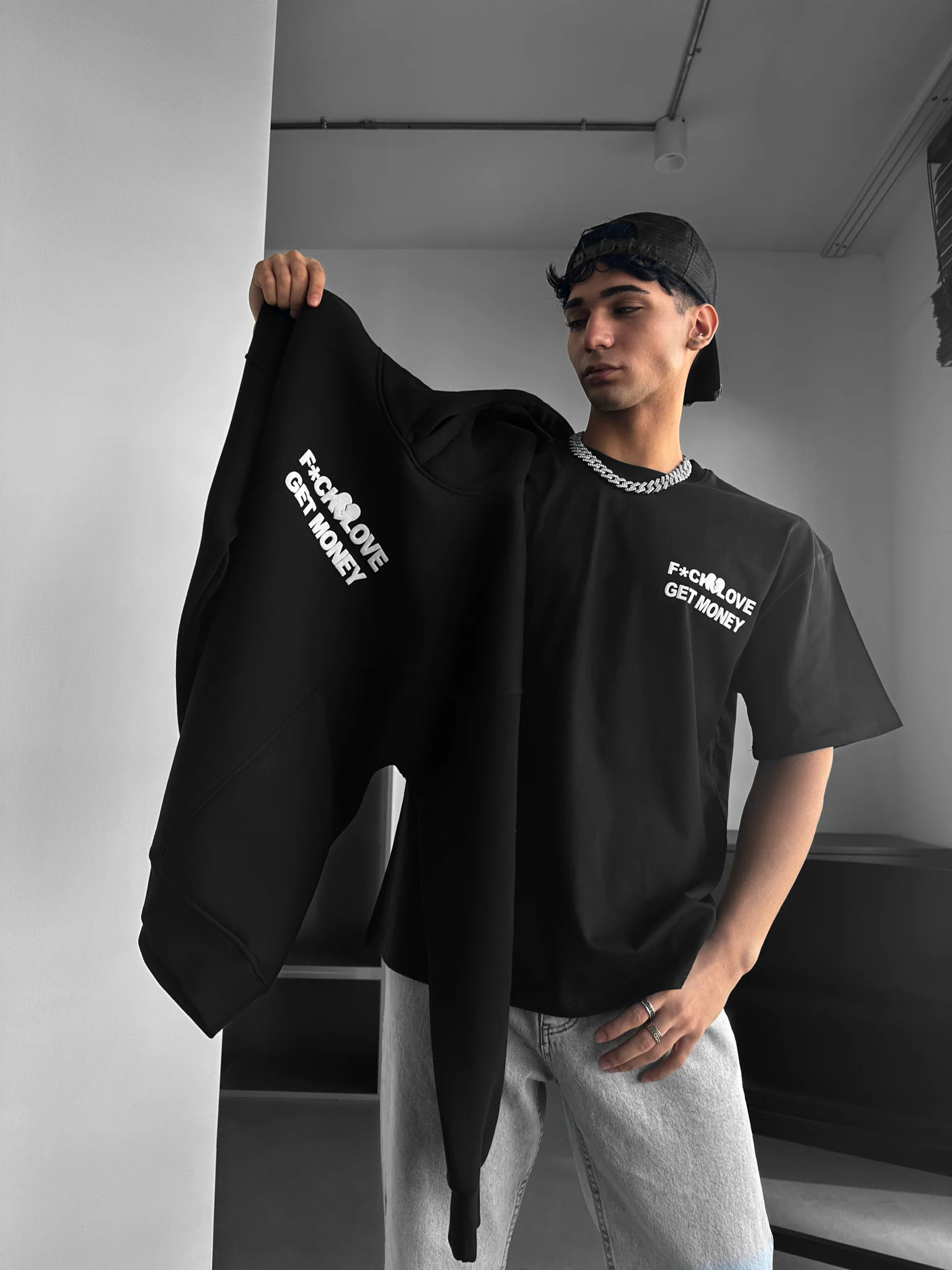 Oversize Get Money T-shirt - Black - Image 4