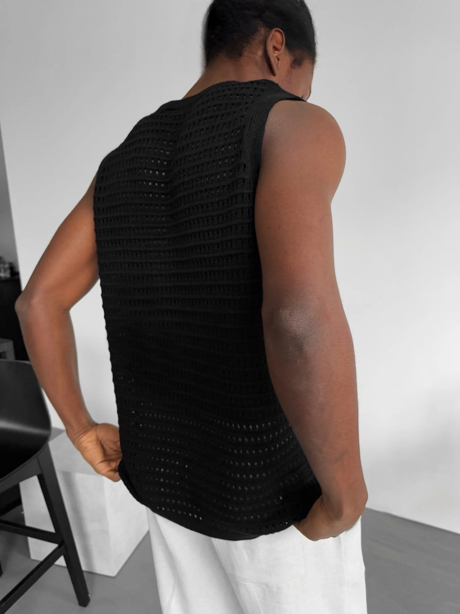 Oversize Grid Tanktop - Black - Image 4