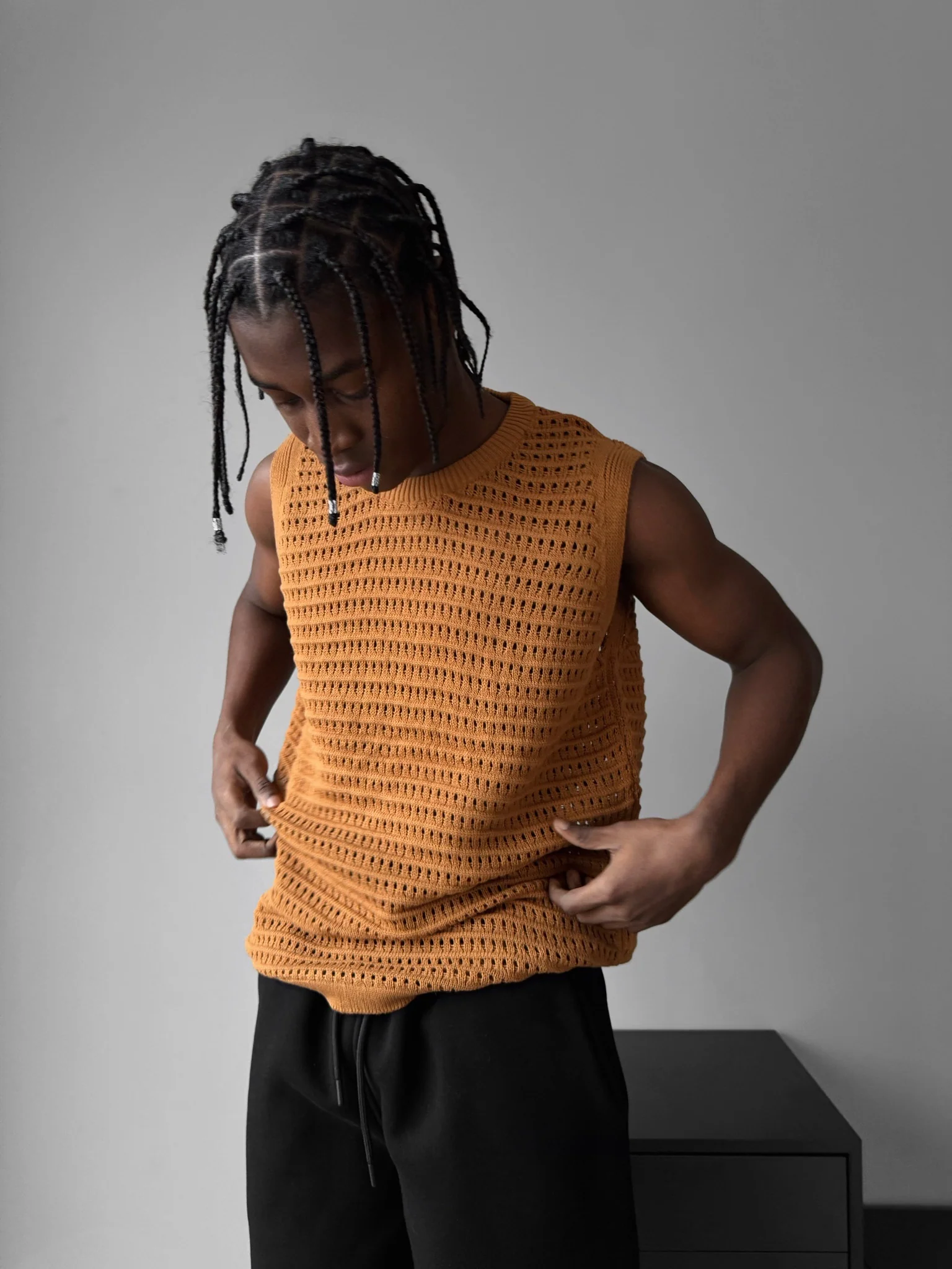 Oversize Grid Tanktop - Dark Brown - Image 2