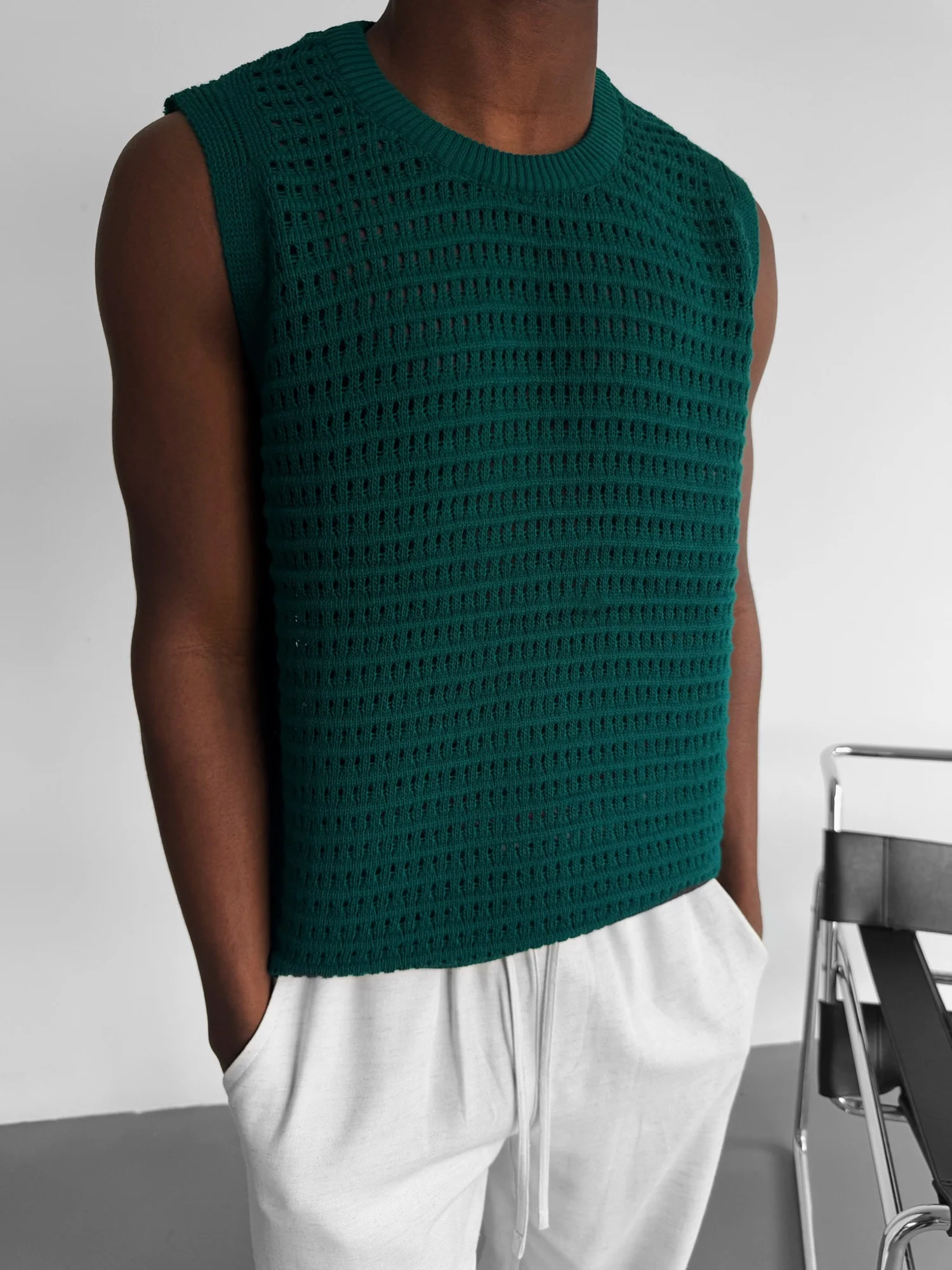 Oversize Grid Tanktop - Green - Image 2