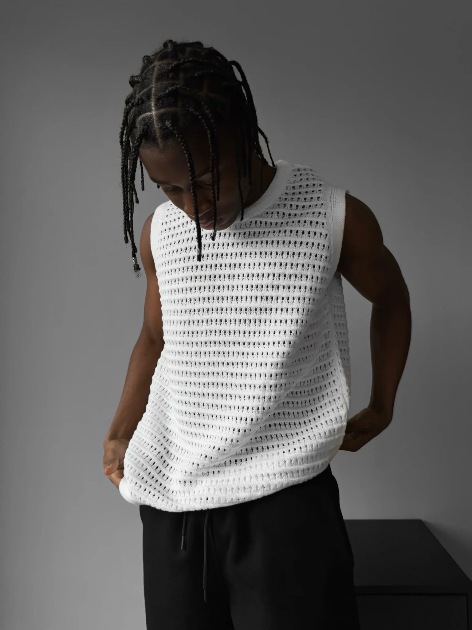 Oversize Grid Tanktop - White - Image 3