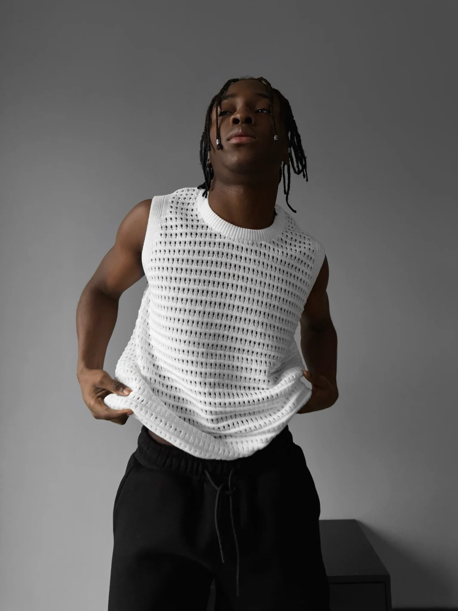 Oversize Grid Tanktop - White - Image 4