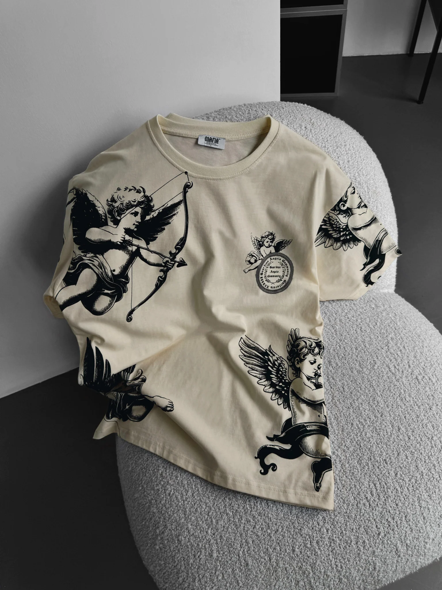 Oversize Guardian Angels T-Shirt - Antique White
