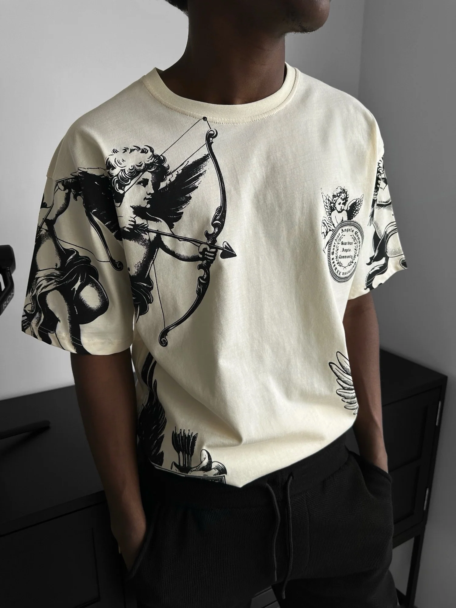 Oversize Guardian Angels T-Shirt - Antique White - Image 2