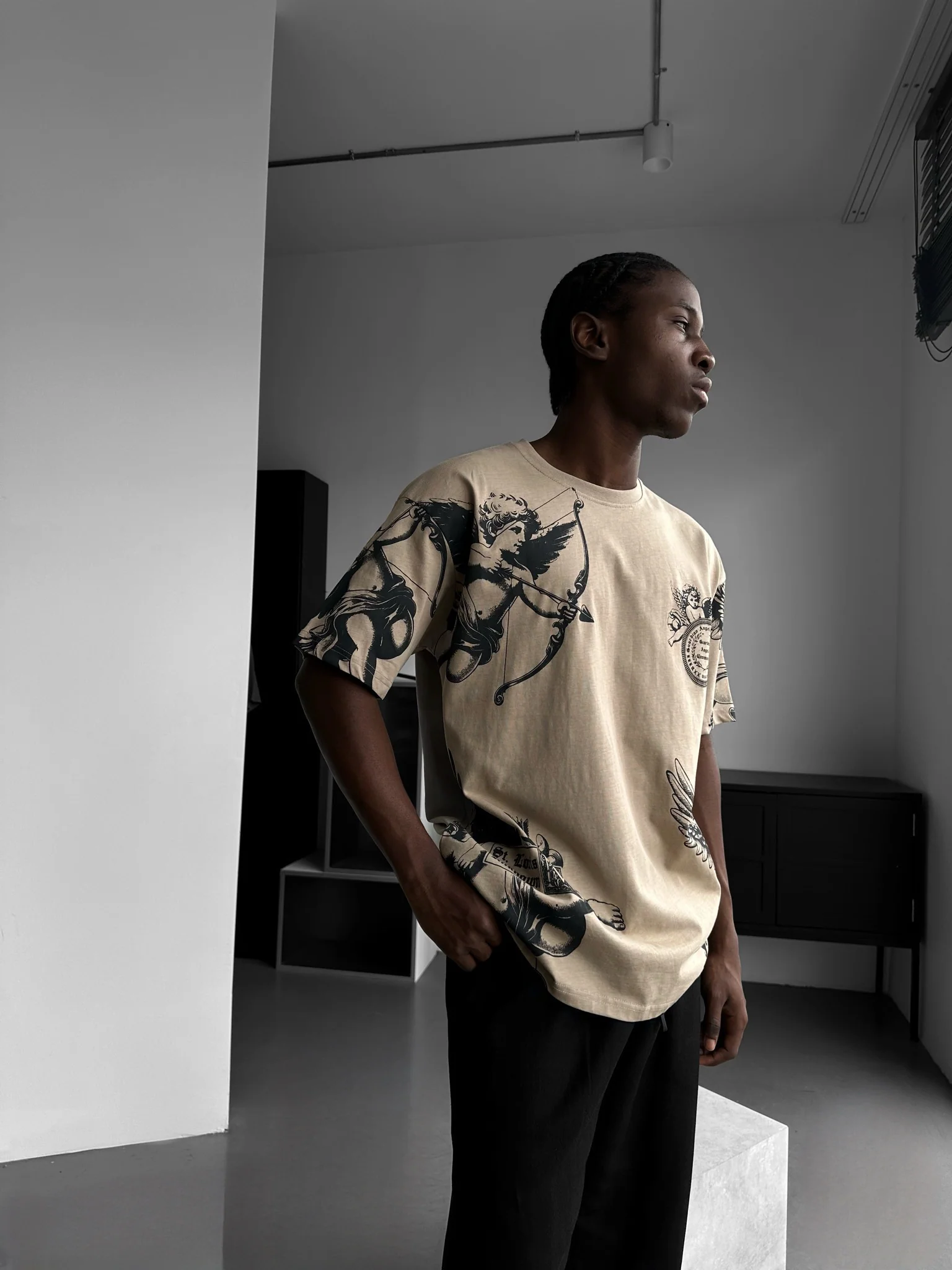 Oversize Guardian Angels T-Shirt - Beige - Image 3