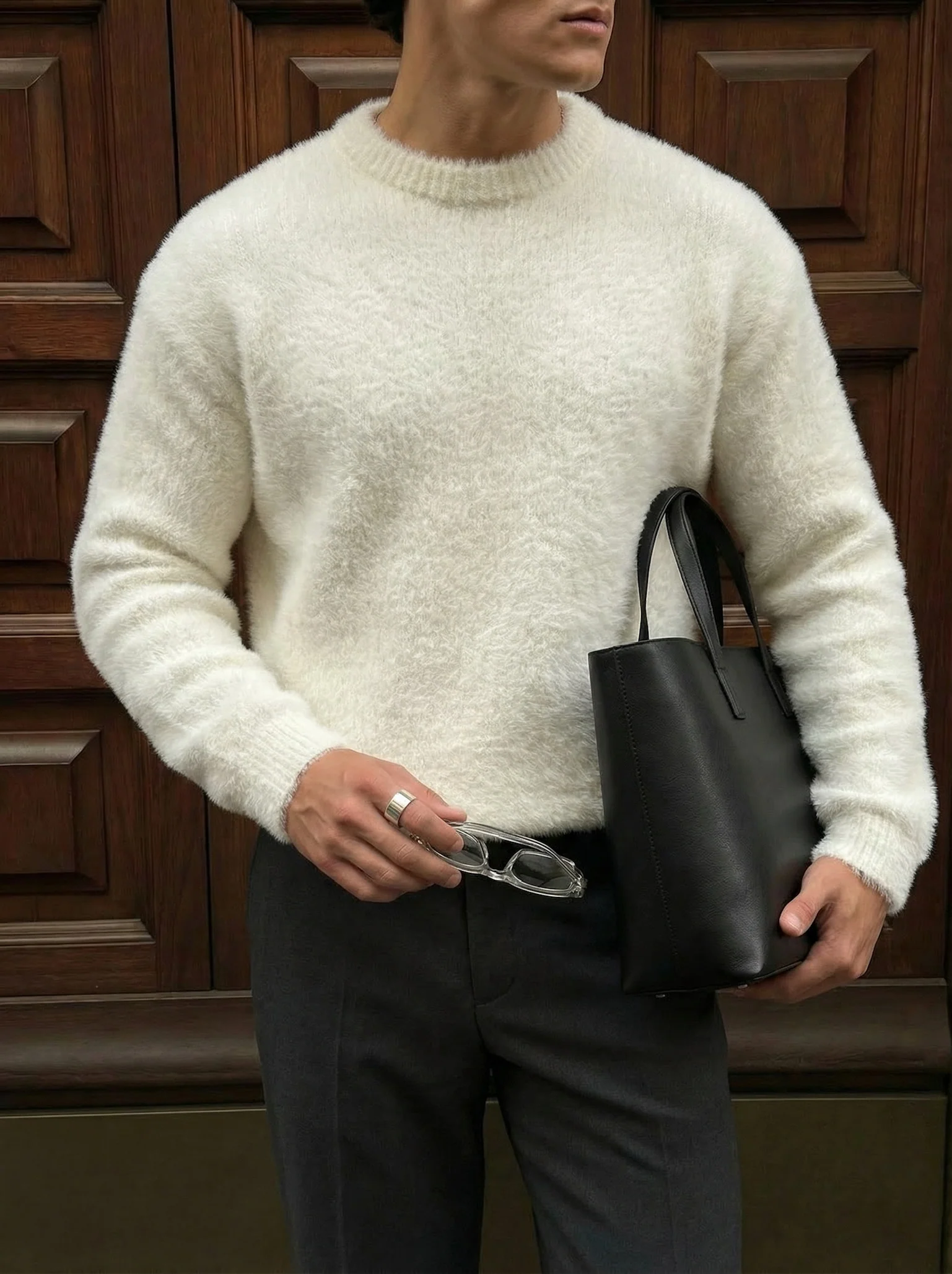 Oversize Hairy Rope Sweater - Bright Cream - Image 2