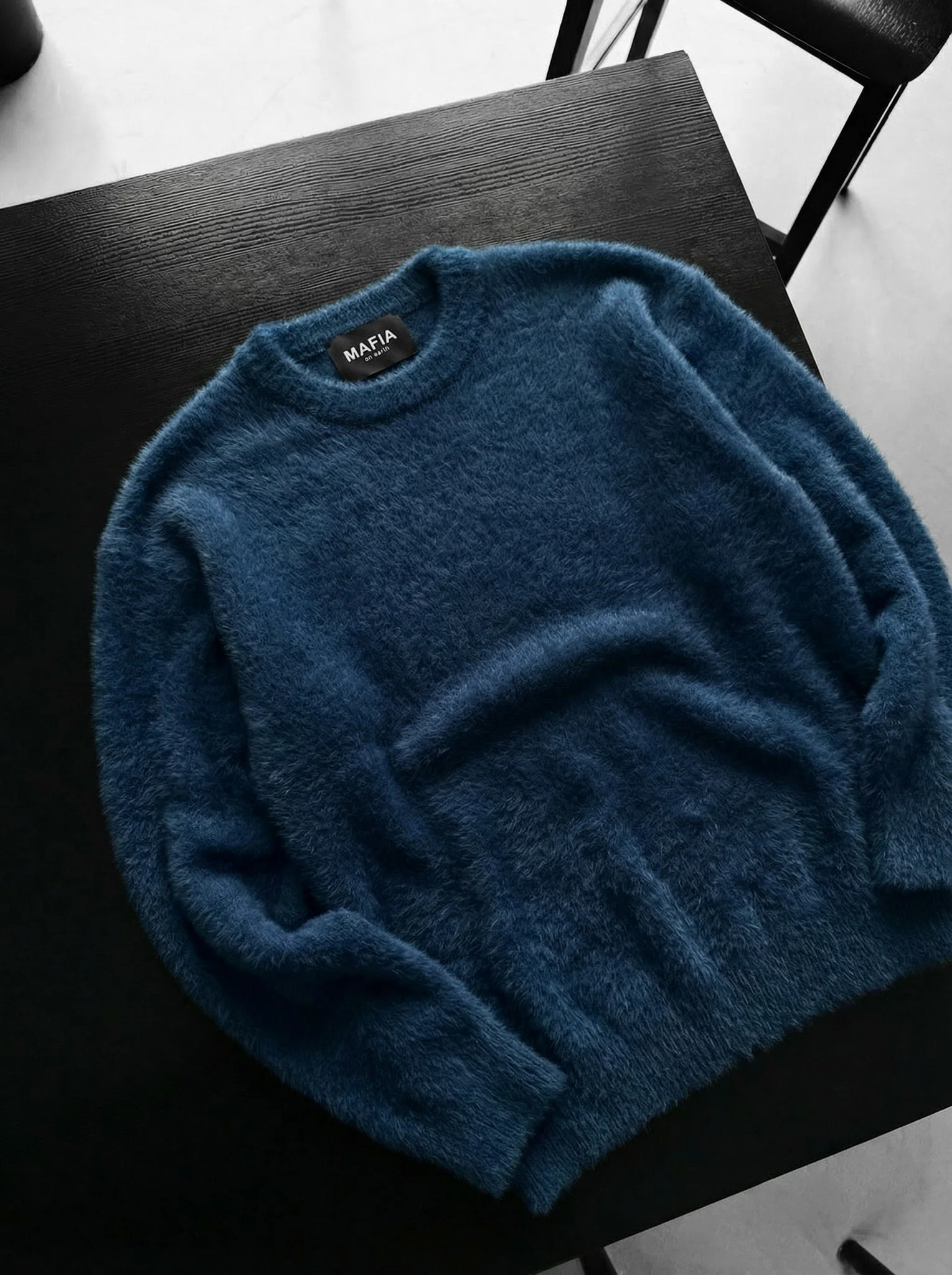 Oversize Hairy Rope Sweater - Night Blue