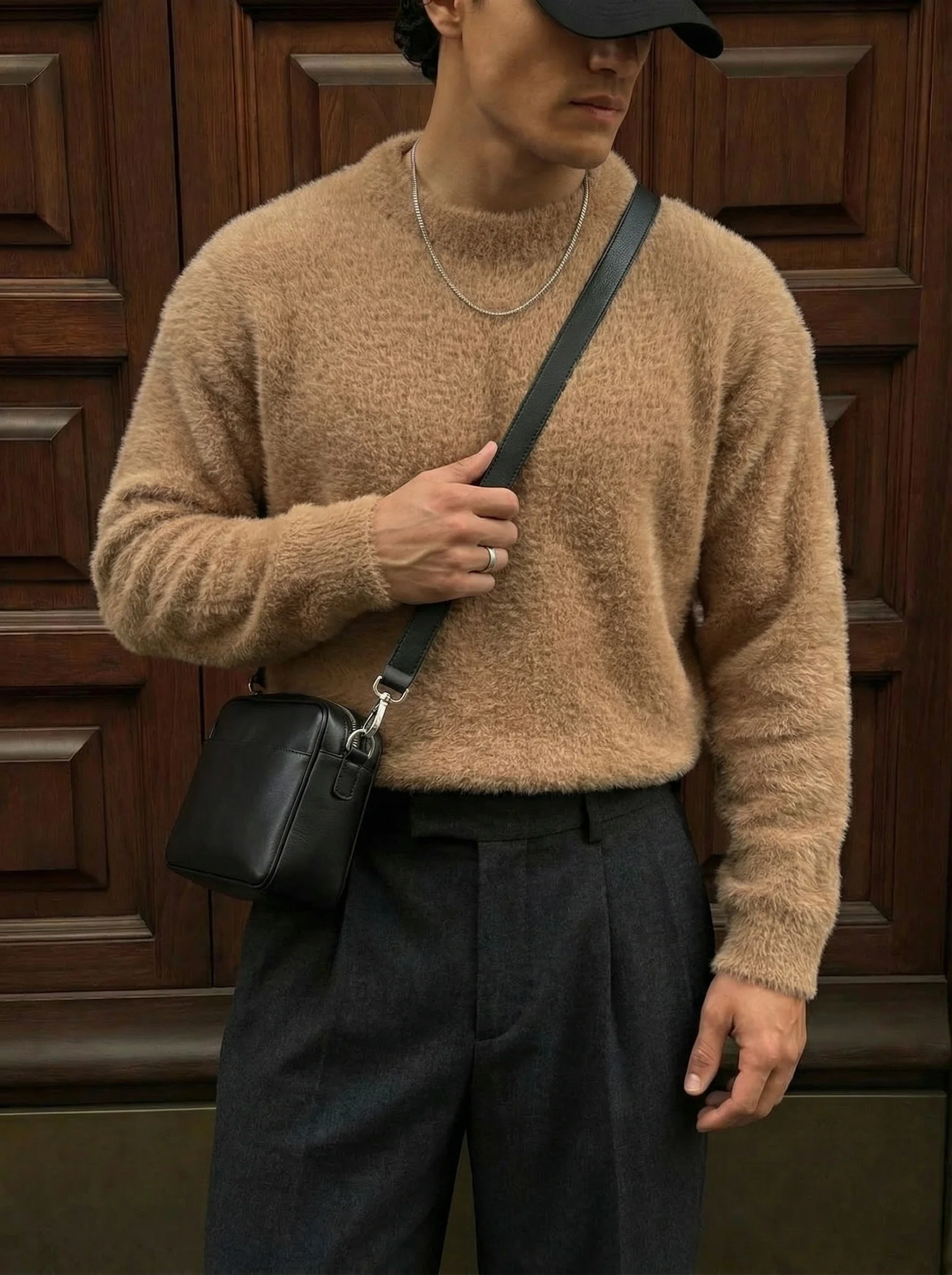 Oversize Hairy Rope Sweater - Wood Smoke