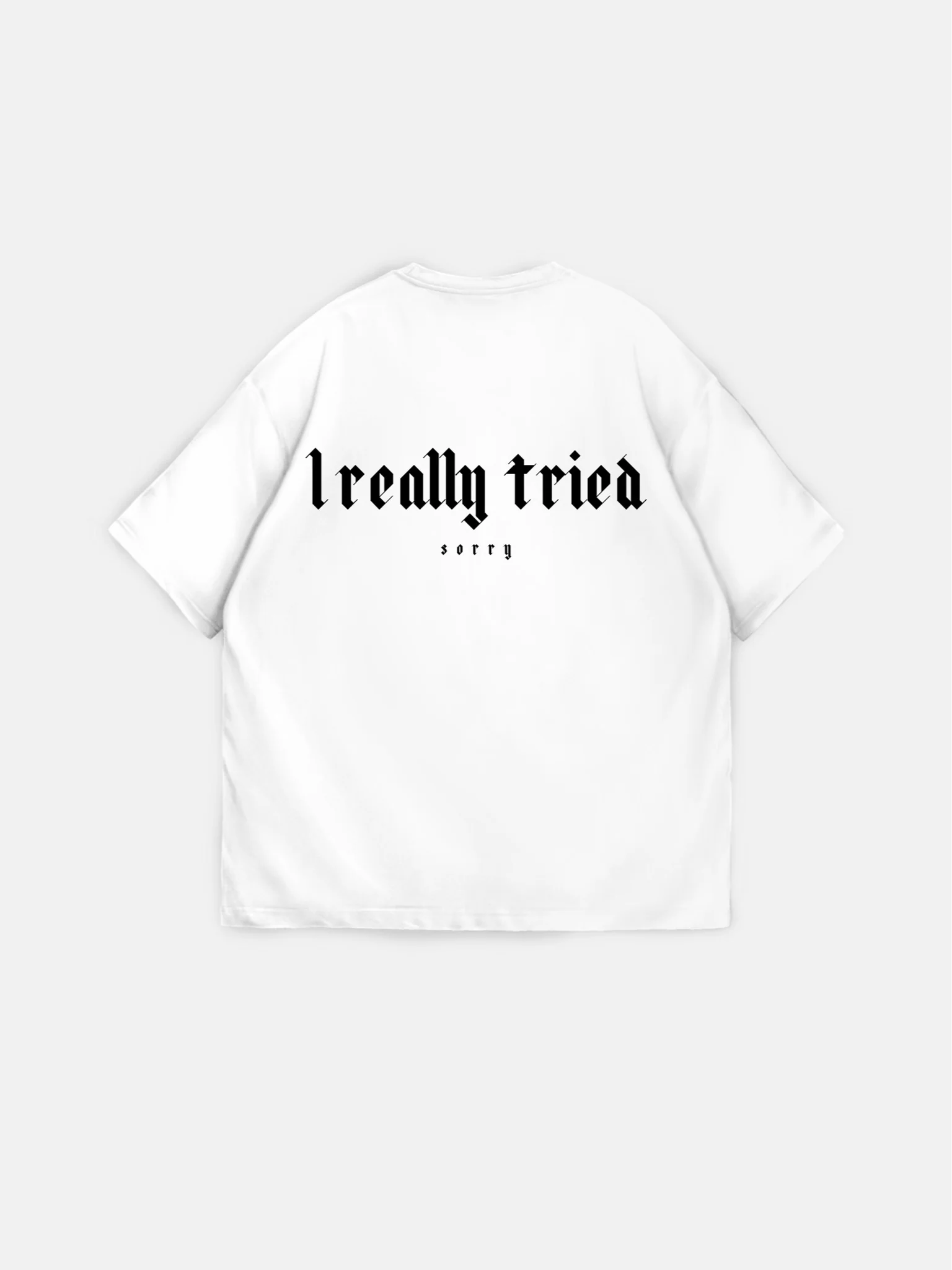 Oversize 'I Really Tried' T-shirt - Ecru - Image 5