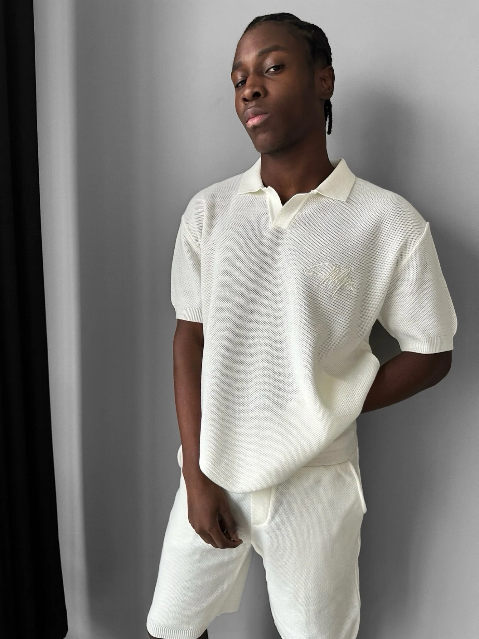 Oversize Initial Knit Polo T-Shirt - Ecru - Image 2