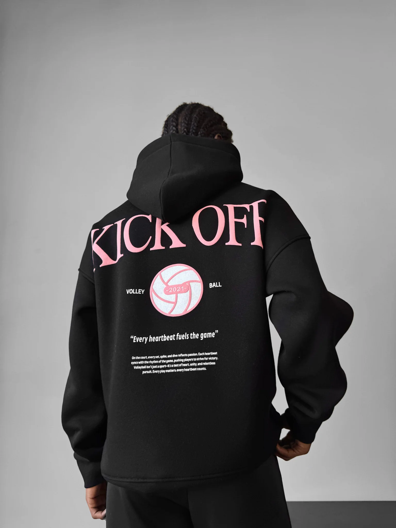 Oversize "KICK OFF" Hoodie - Black - Image 2