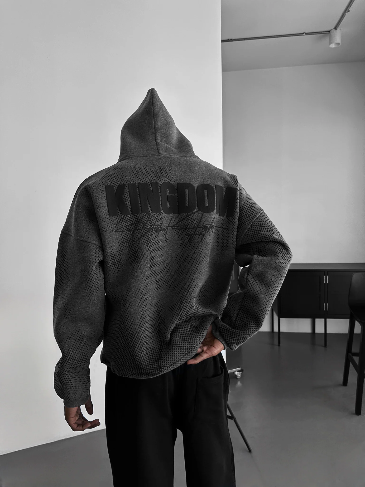 Oversize Kingdom Hoodie - Anthracite Melange and Black