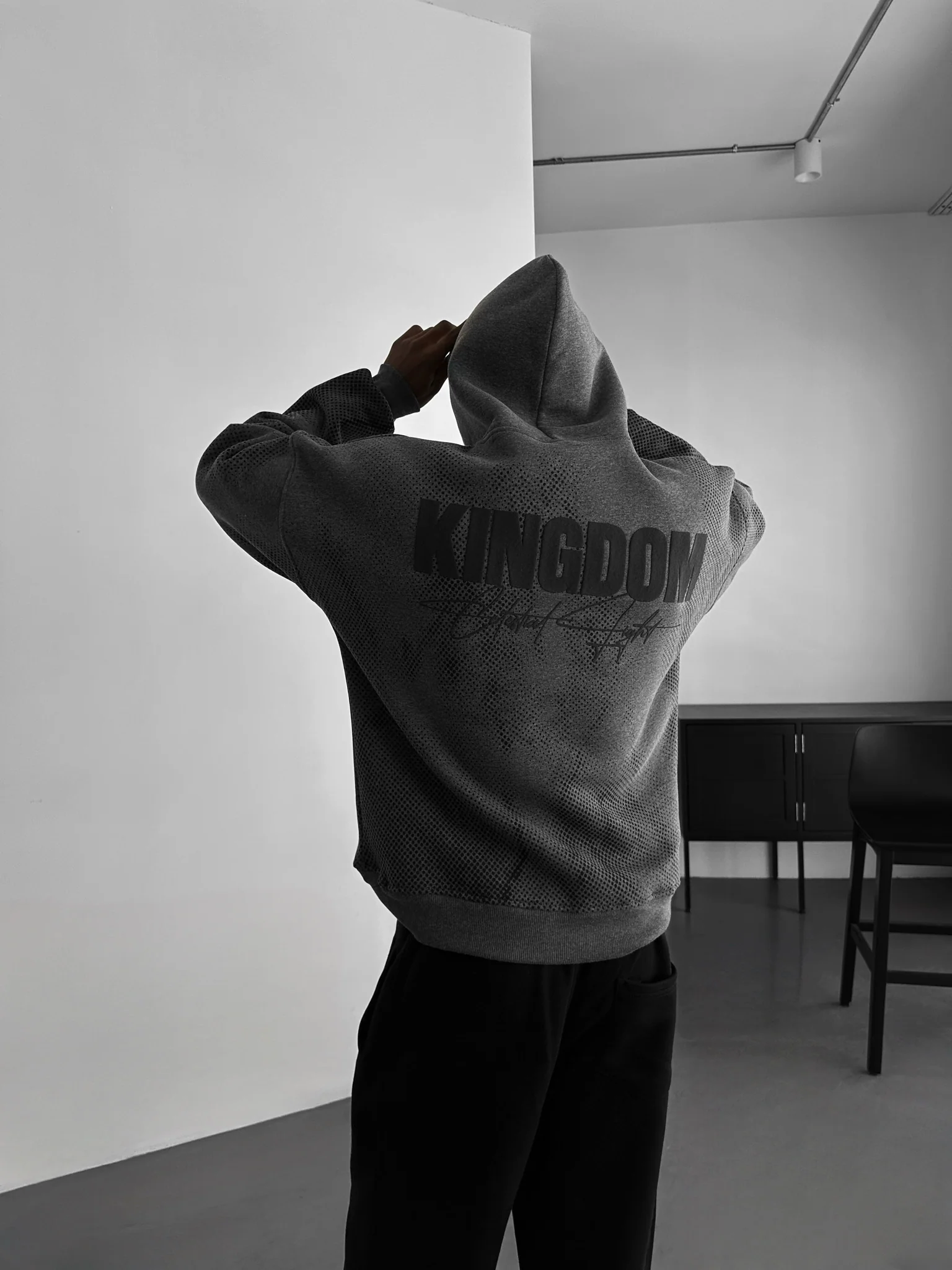 Oversize Kingdom Hoodie - Anthracite Melange and Black - Image 2