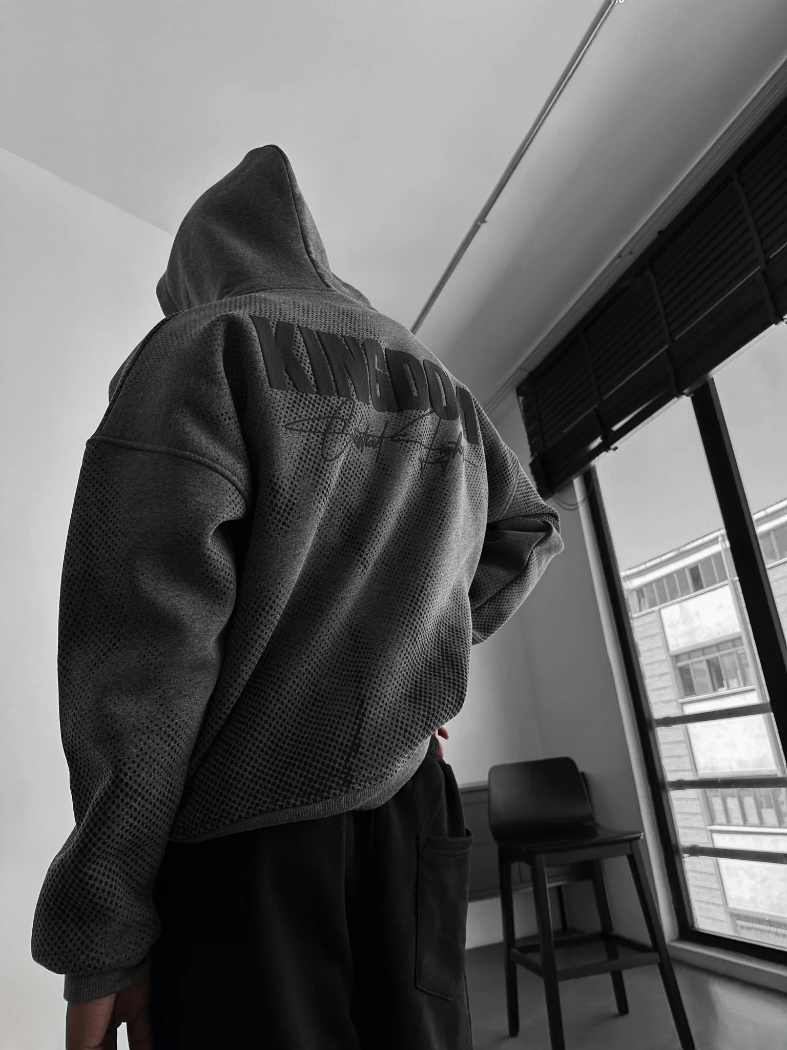 Oversize Kingdom Hoodie - Anthracite Melange and Black - Image 3