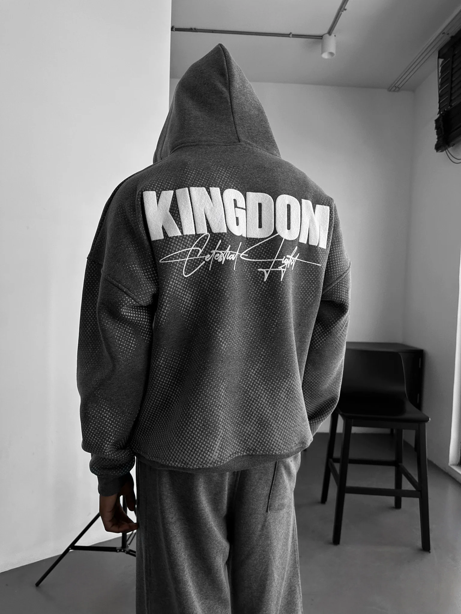 Oversize Kingdom Hoodie - Anthracite Melange and White - Image 2