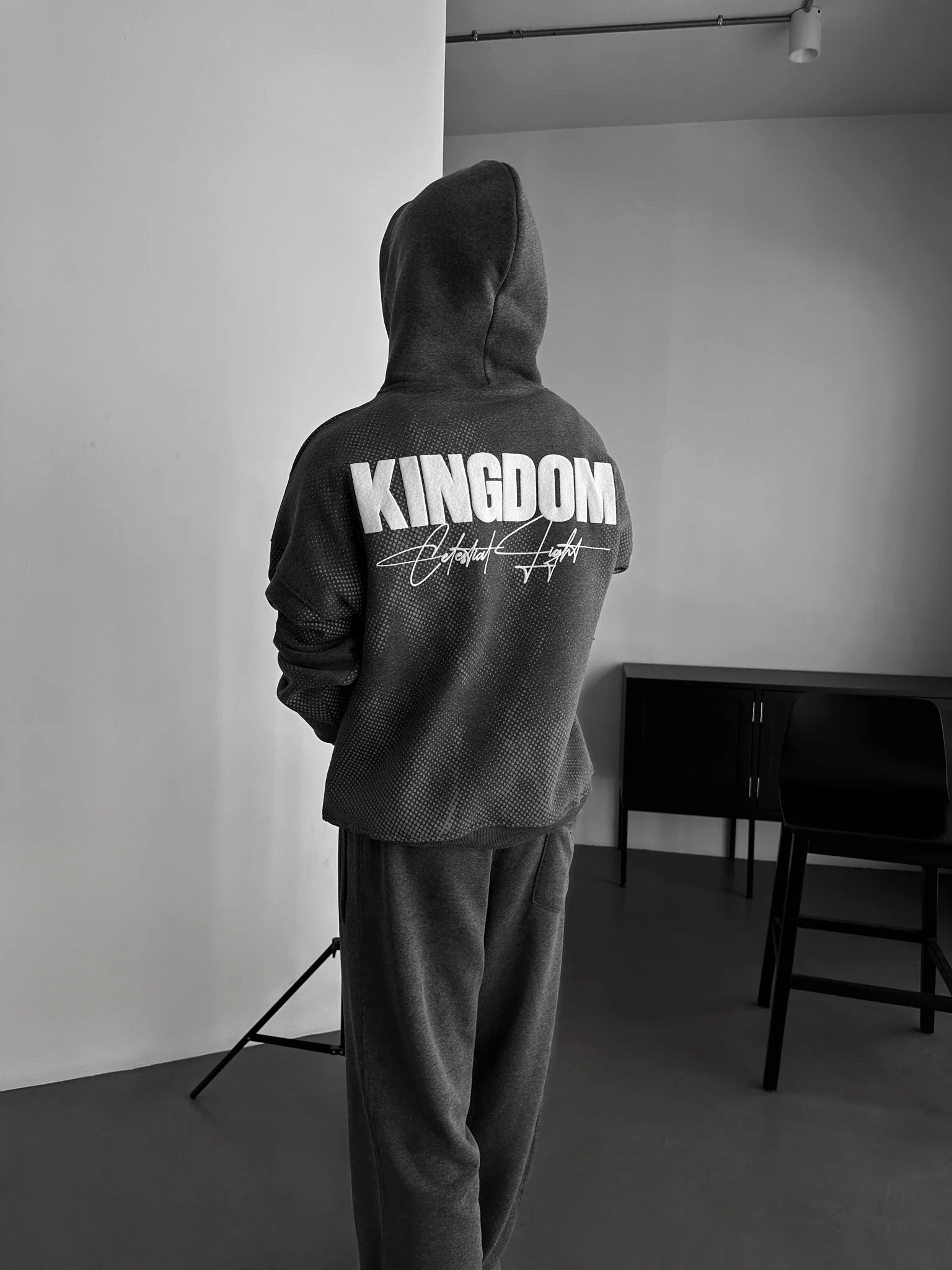Oversize Kingdom Hoodie - Anthracite Melange and White - Image 3