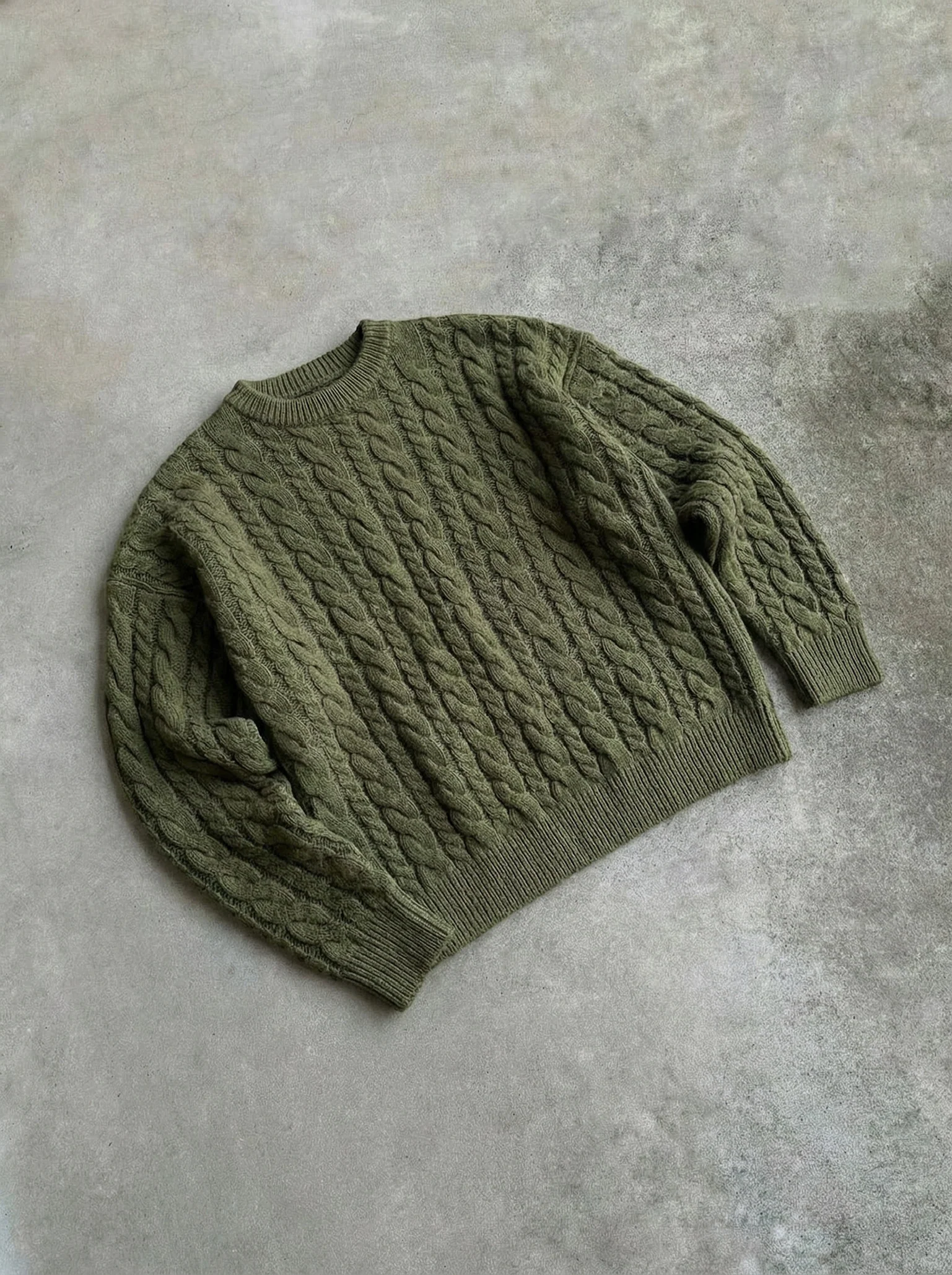 Oversize Knit Braid Sweater - Khaki - Image 2