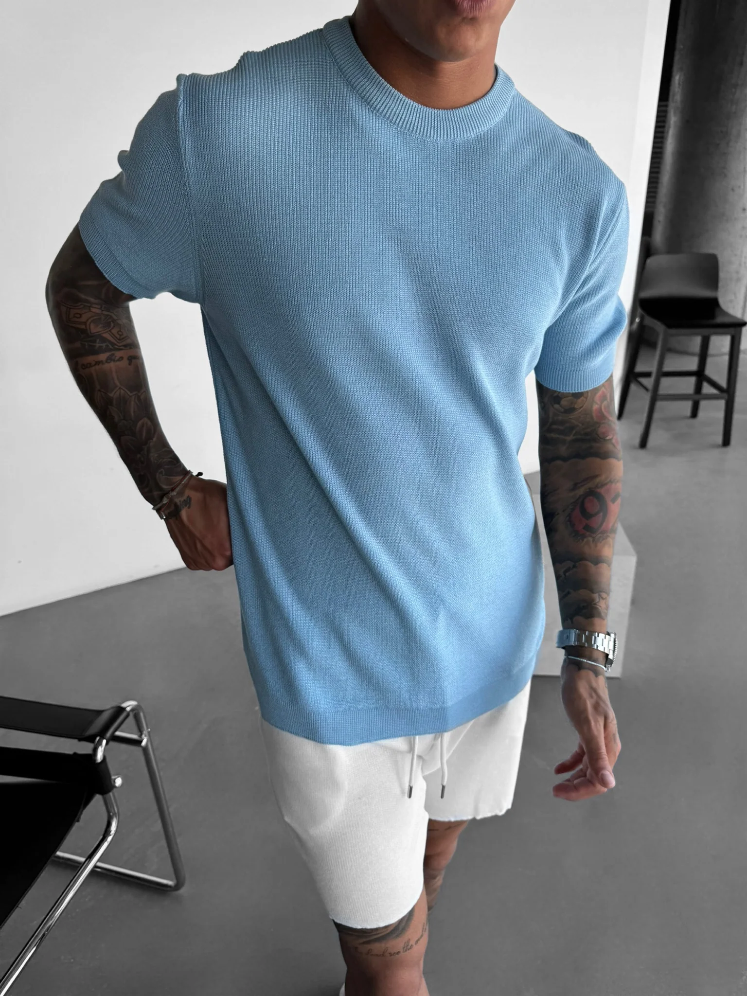 Oversize Knit T-Shirt - Babyblue - Image 2